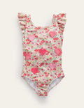 Maillot de bain à manches aériennes et logo-Cœurs lit de fleurs