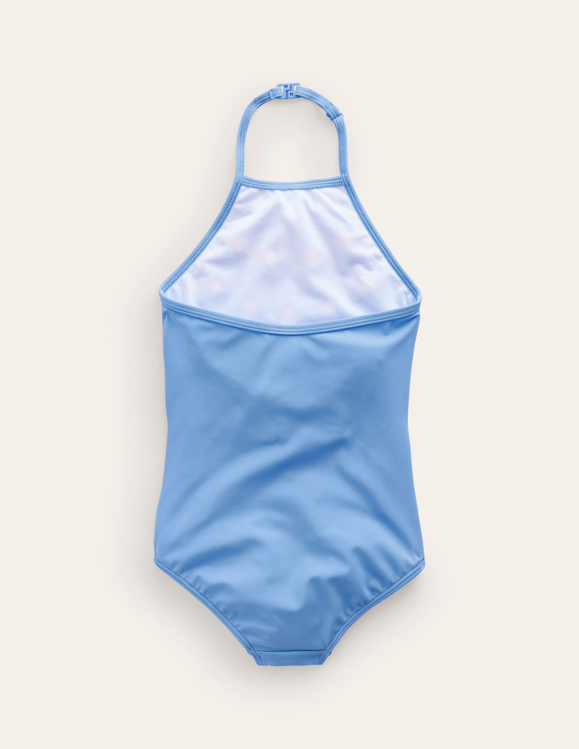 Neckholder-Badeanzug mit Volants-Blau Bunte Blumen - Image 2