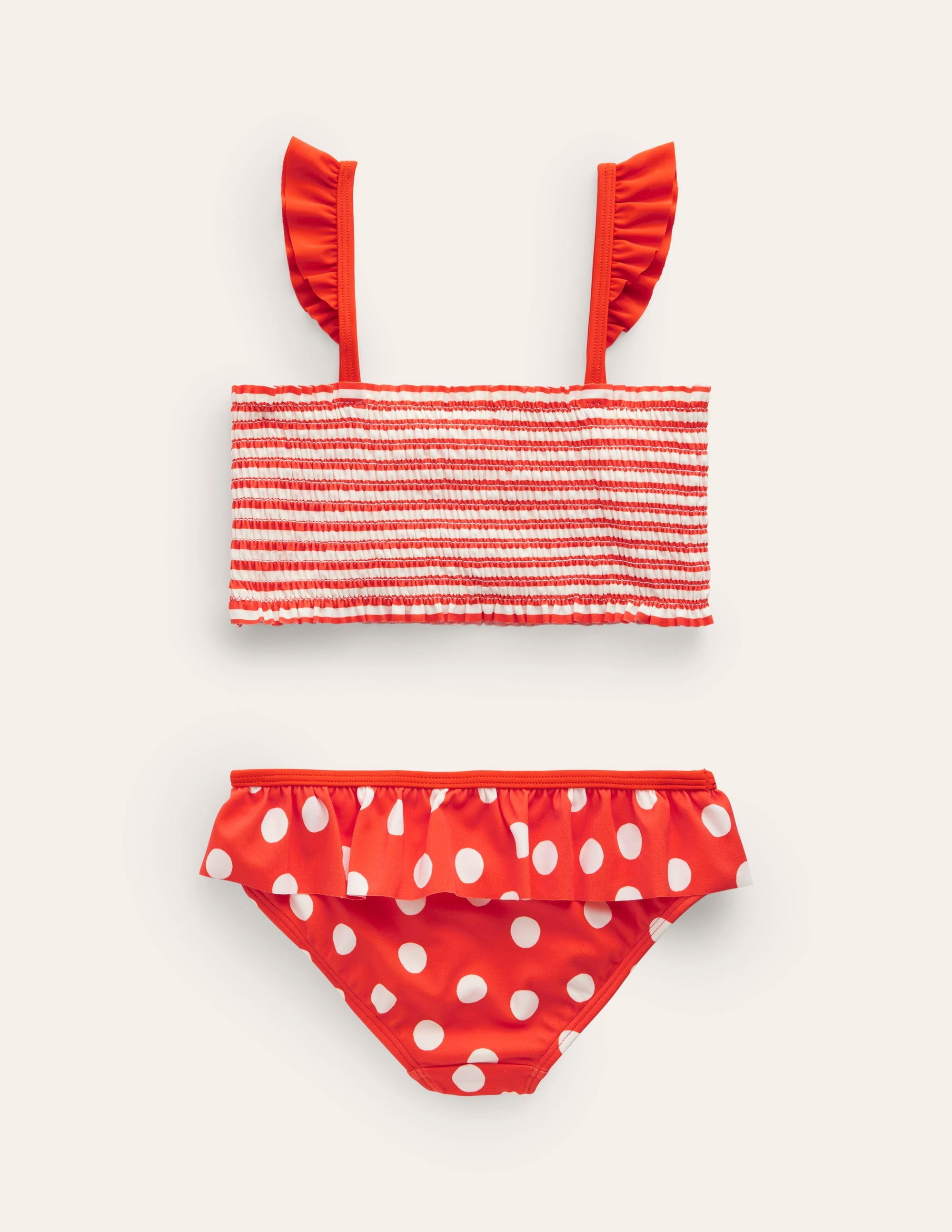 Ravissant bikini à smocks-Pois rouge coquelicot - Image 2