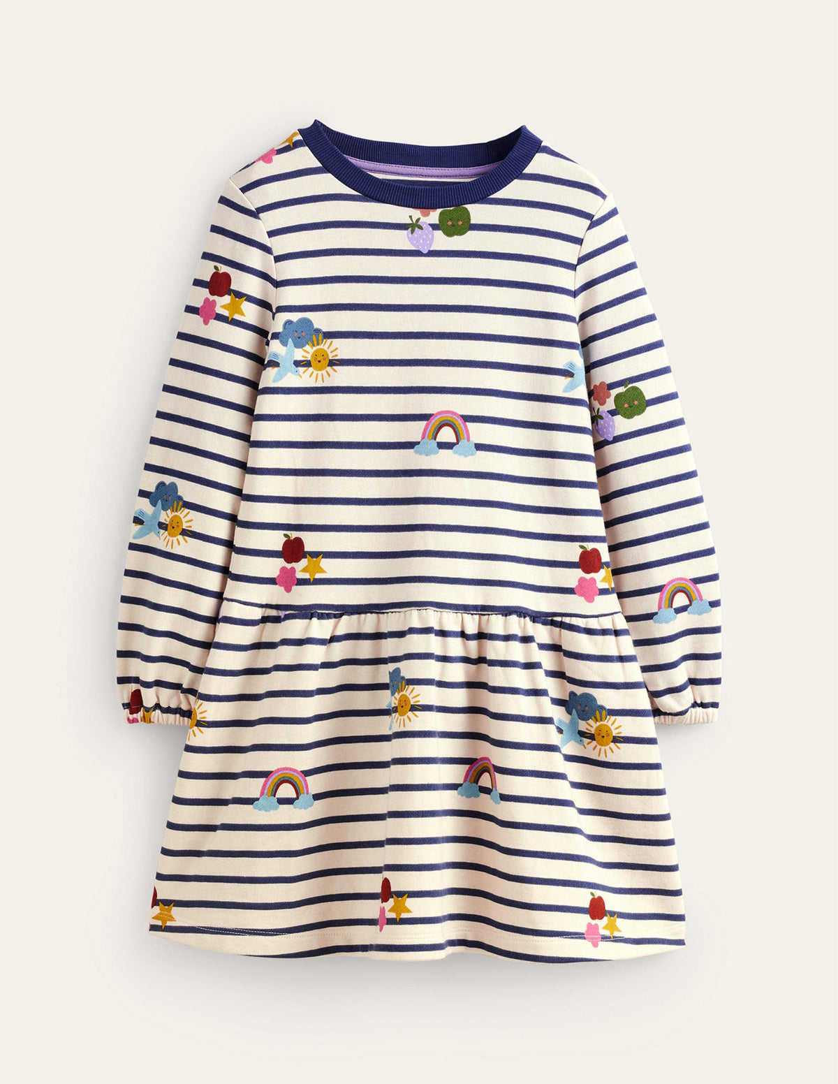 Bedrucktes Sweatshirt-Kleid-Streifen Regenbogen Wolken - Image 1