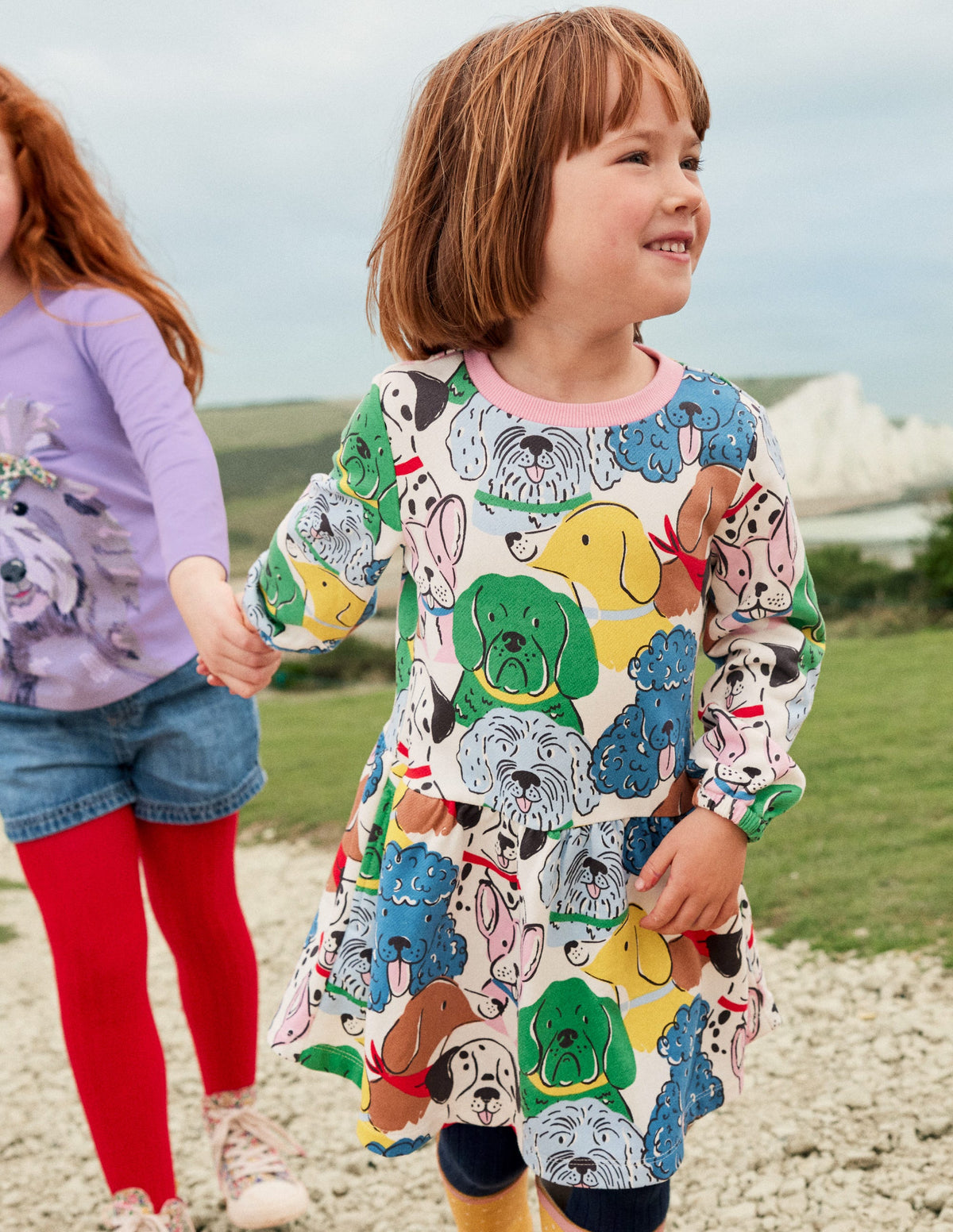 Printed Sweatshirt Dress-Multi Dogs-4