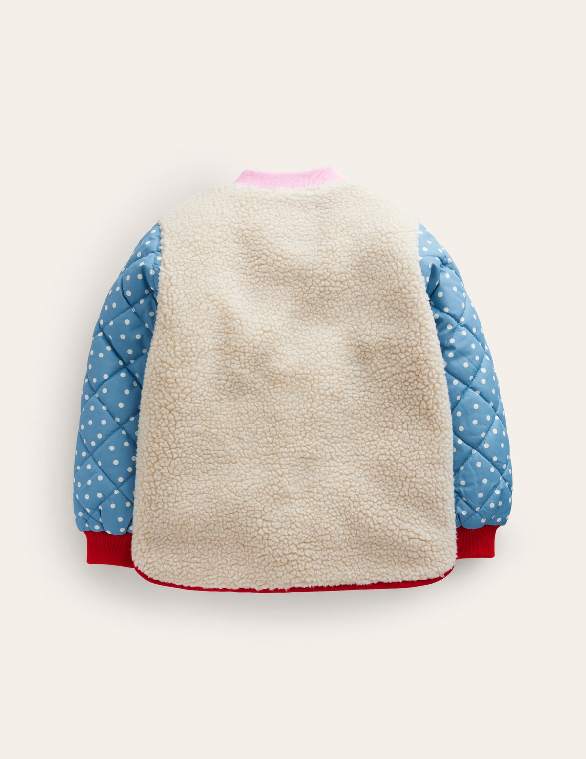 Blouson en borg mélangé-Ivoire/pois colourblock-2