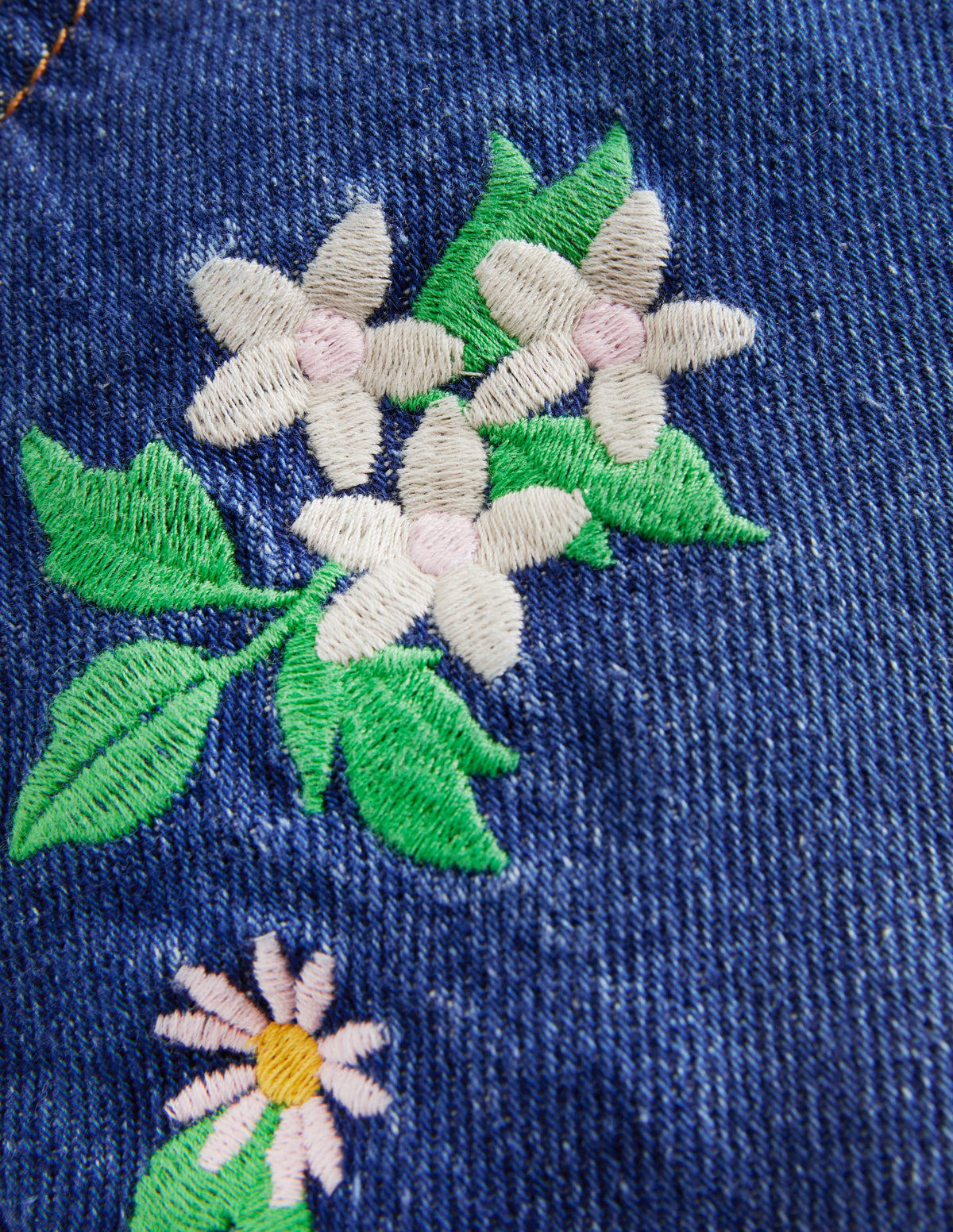 Jean droit décontracté-Broderie denim moyen-3