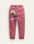 Jogginghose mit Applikationen-Kosmos-Rosa Vogel