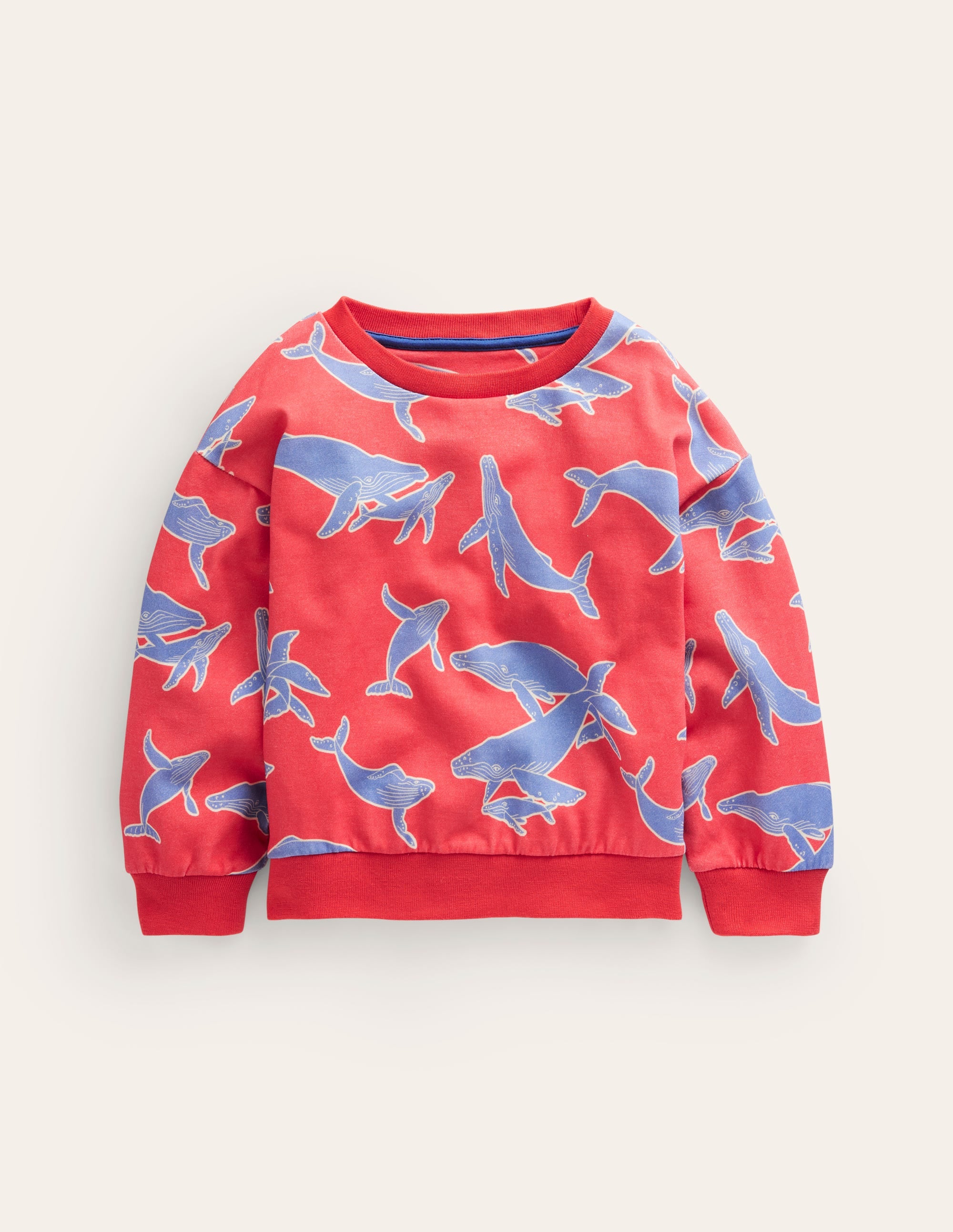 Bedrucktes Sweatshirt mit lockerer Passform-Marmeladenrot Wale - Image 1