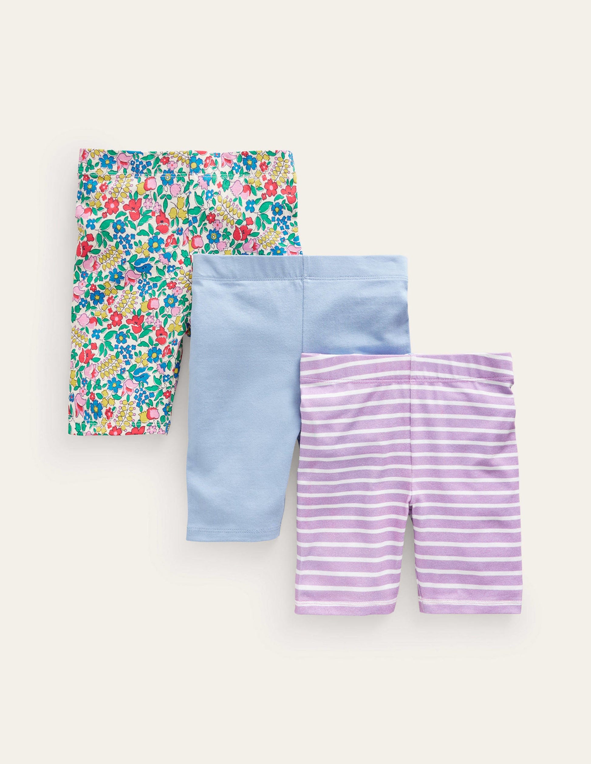 Radlerhosen im 3er-Pack-Bunt Floral/Streifen-1