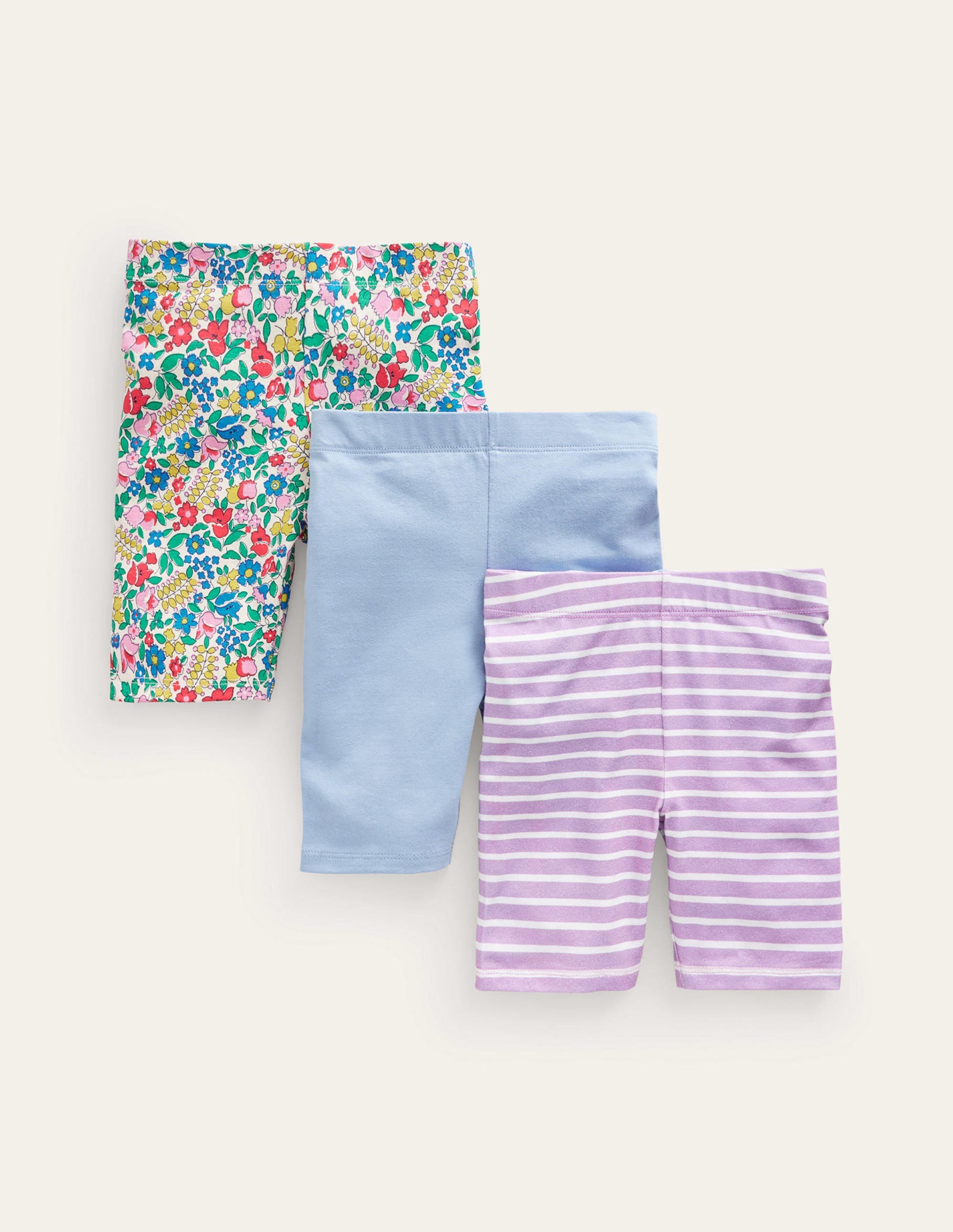 Radlerhosen im 3er-Pack-Bunt Floral/Streifen - Image 1