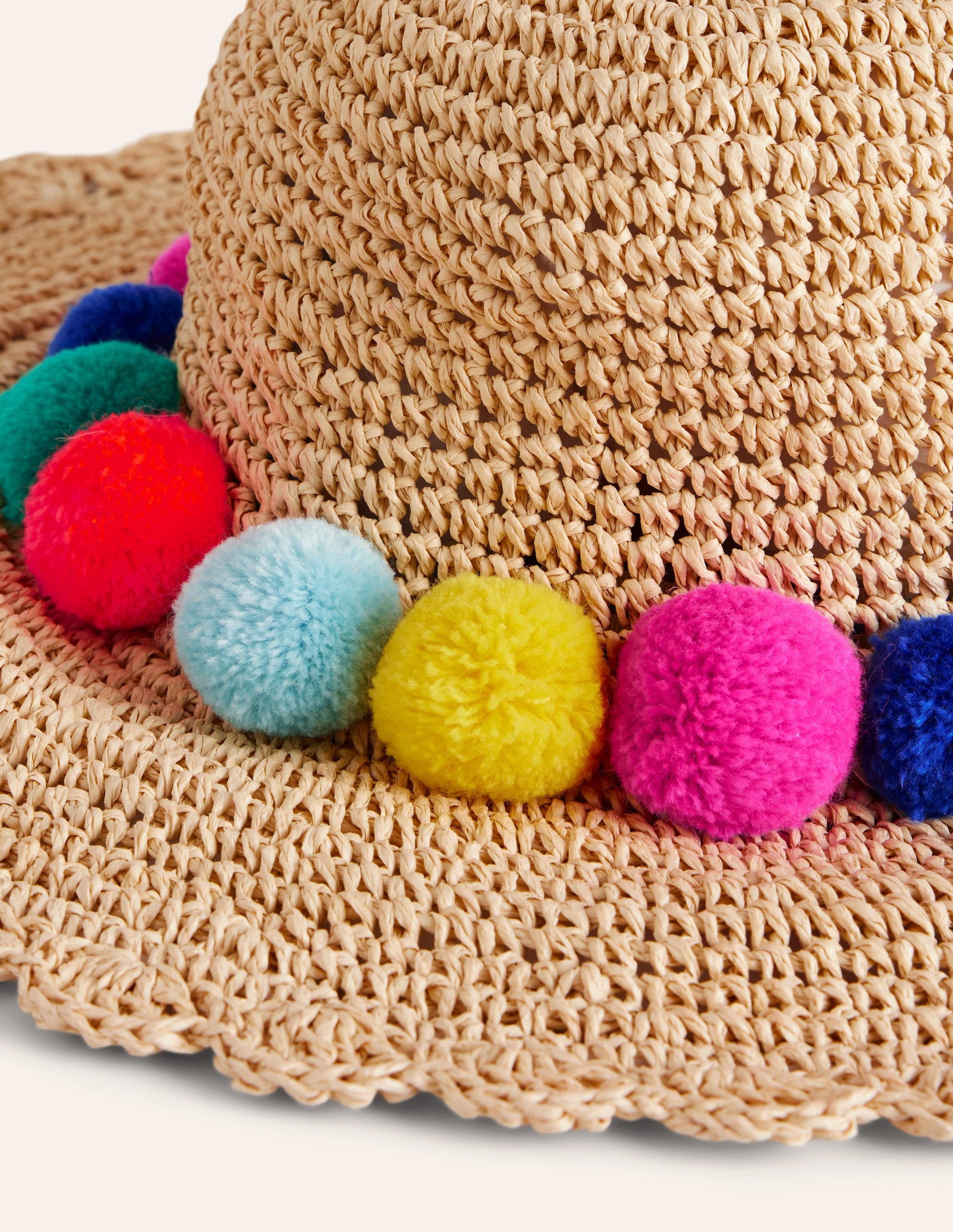 Multi Pom Straw Hat-Multi Poms - Image 2