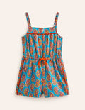 Woven Holiday Playsuit-Azure Blue Paisley