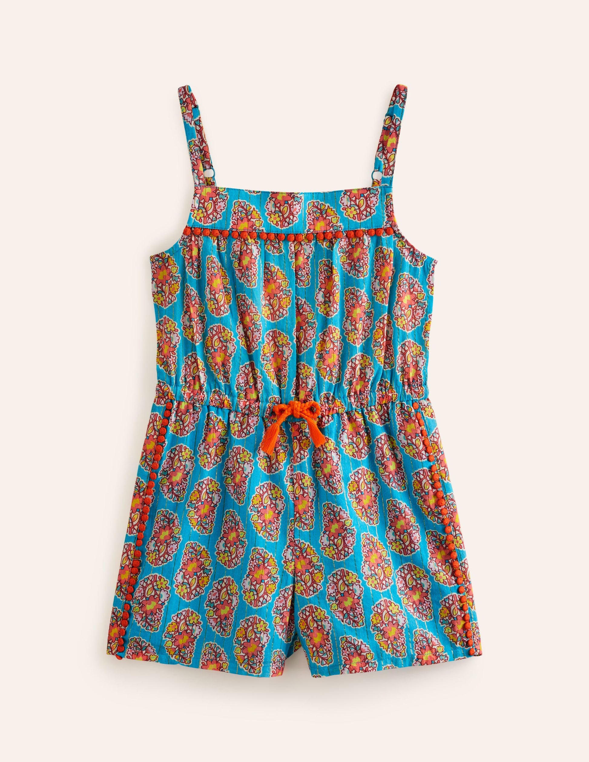 Woven Holiday Playsuit-Azure Blue Paisley-1