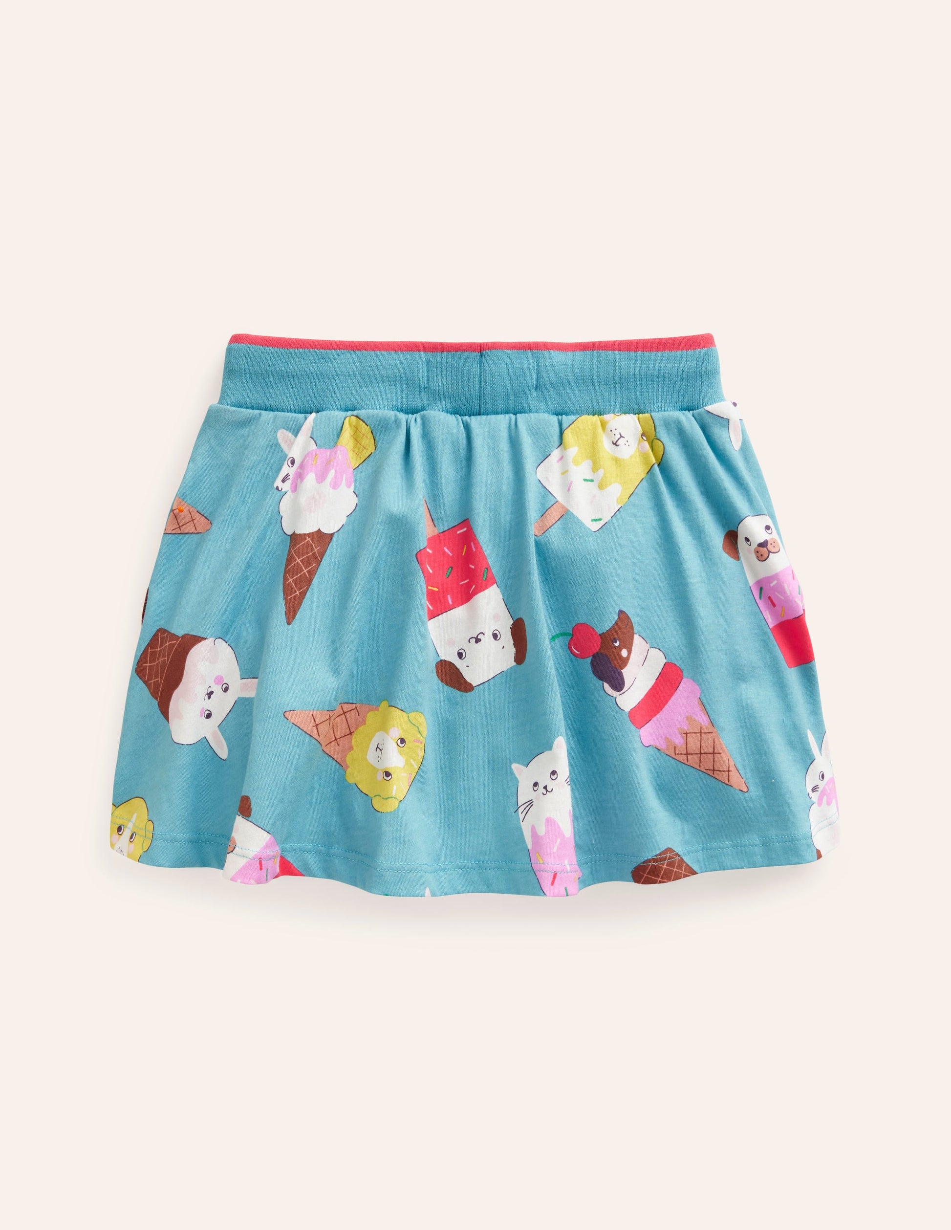Gemusterter Jersey-Skort-Aqua Meer Eiscreme-2