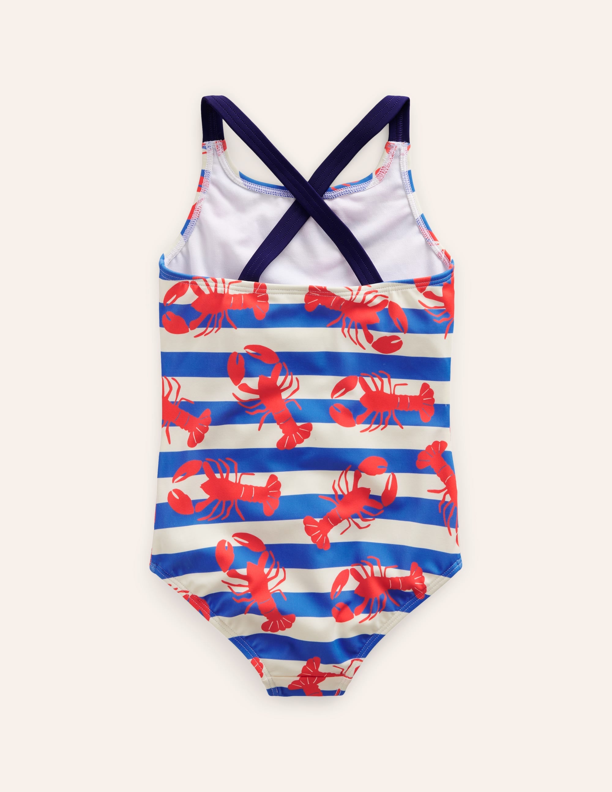 Cross-back Printed Swimsuit-Pink Lobster - Image 5