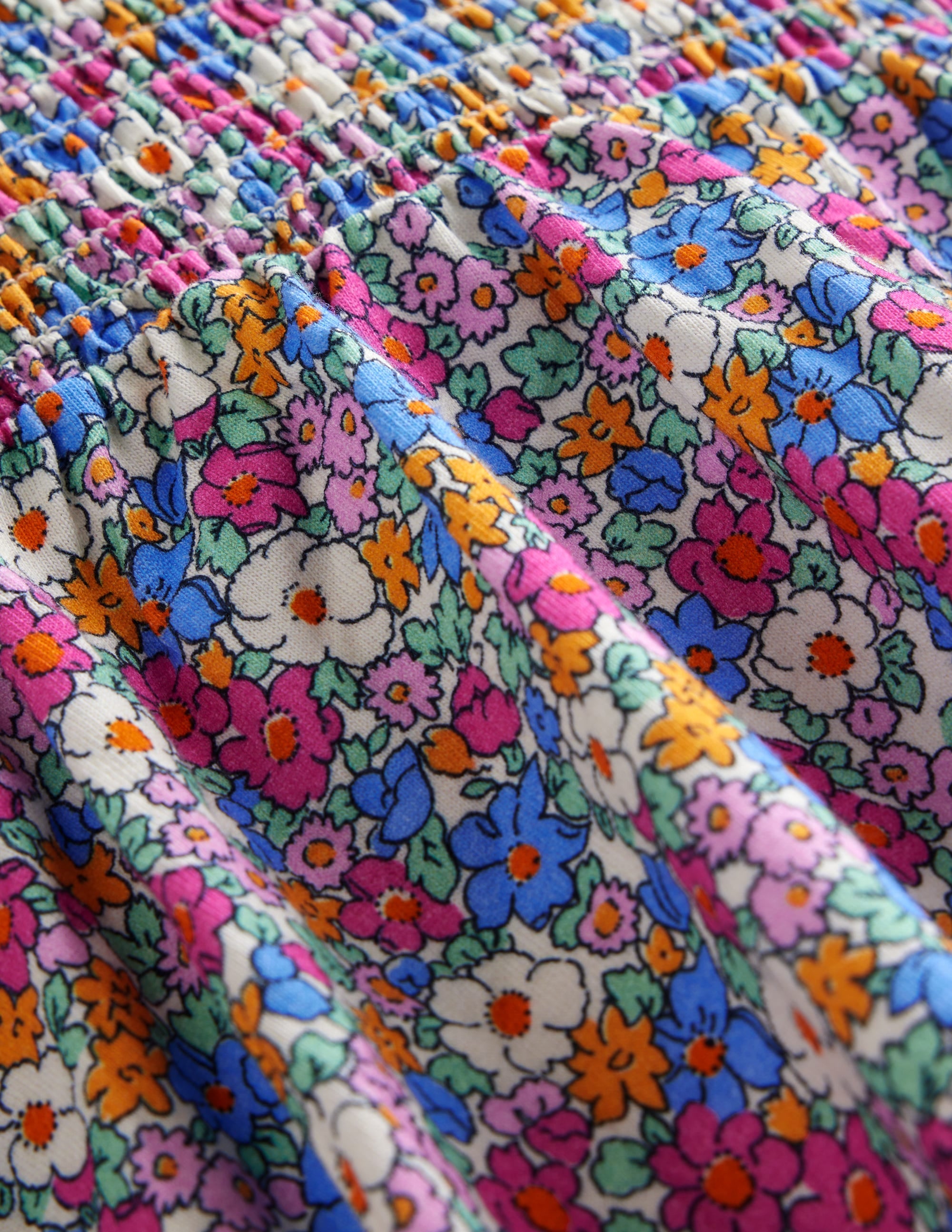 Gerafftes Jerseykleid-Festival Rosa Maritim Floral - Image 3