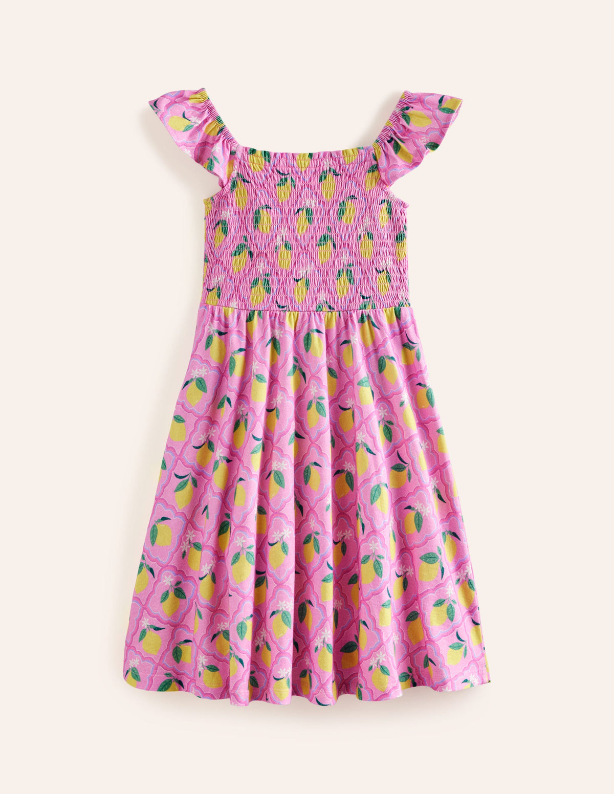 Gerafftes Jerseykleid-Pink Zitronenhain - Image 2