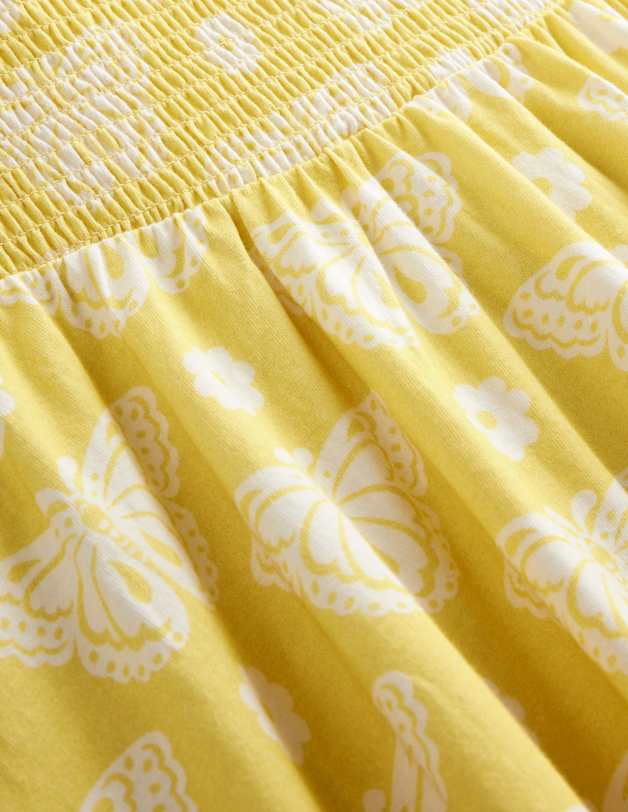 Gerafftes Jerseykleid-Gelb Schmetterlingsmuster - Image 3