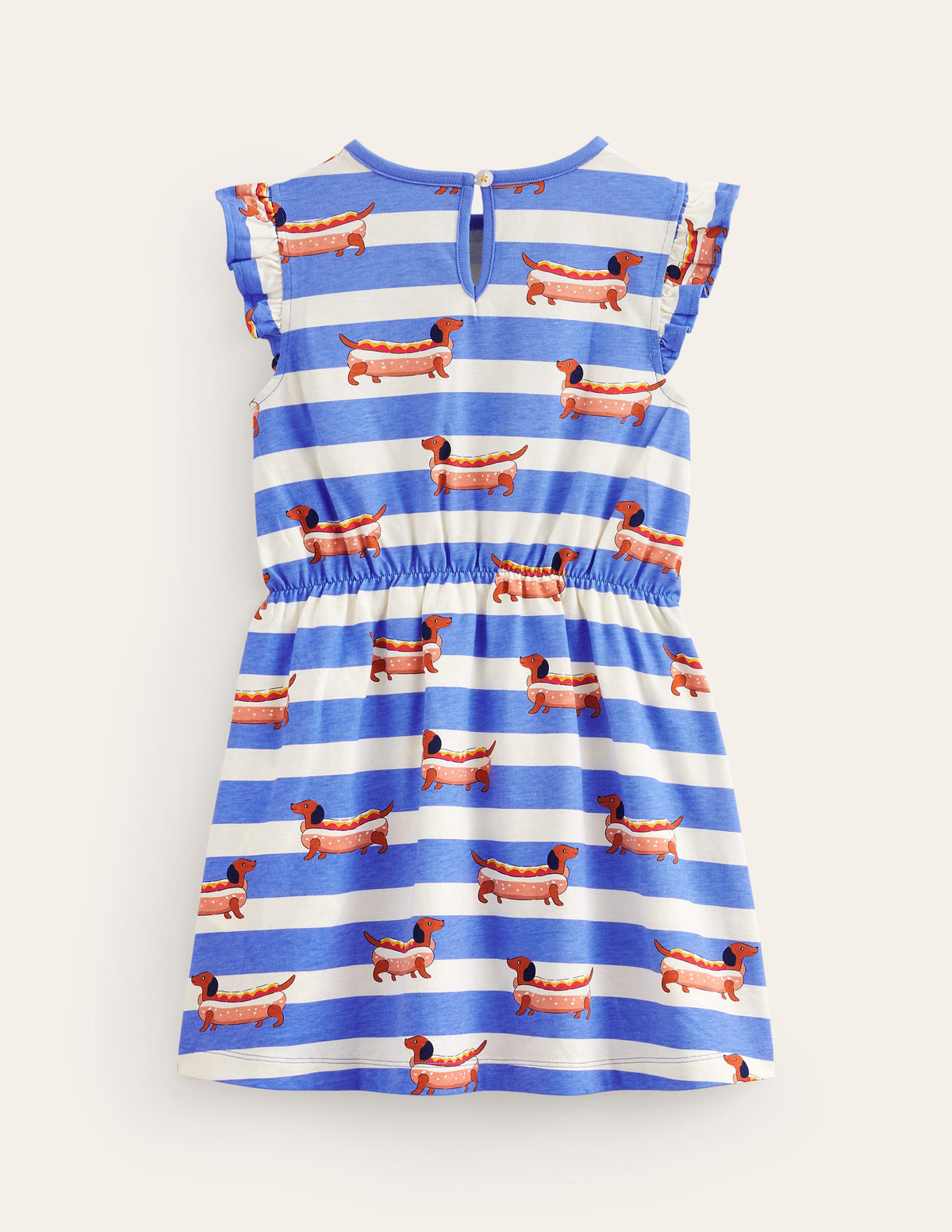 Jerseykleid mit Rüschenärmeln-Surf Blau gestreift Hot Dog - Image 2