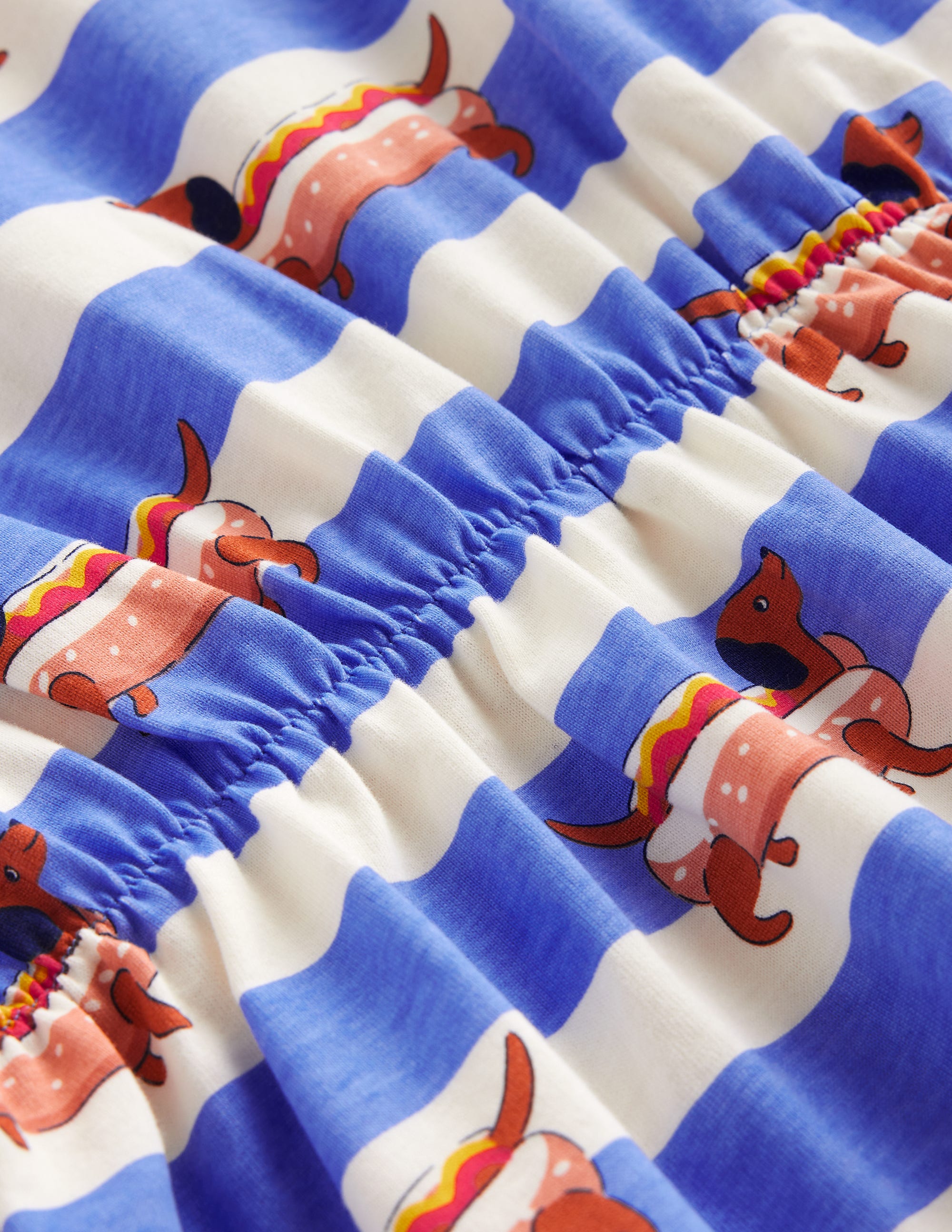 Jerseykleid mit Rüschenärmeln-Surf Blau gestreift Hot Dog - Image 3