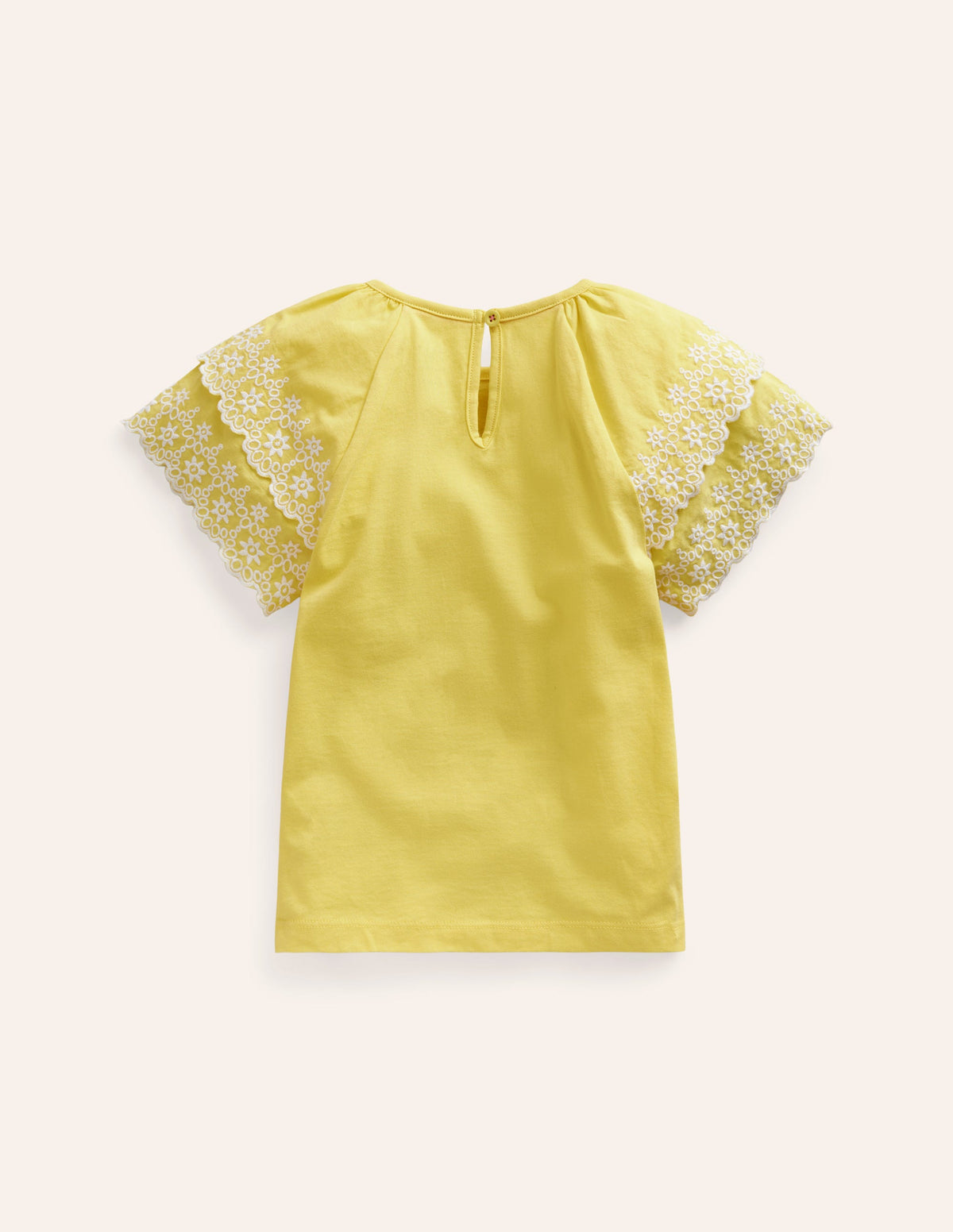 T-shirt à broderie anglaise-Jaune zeste/blanc-2