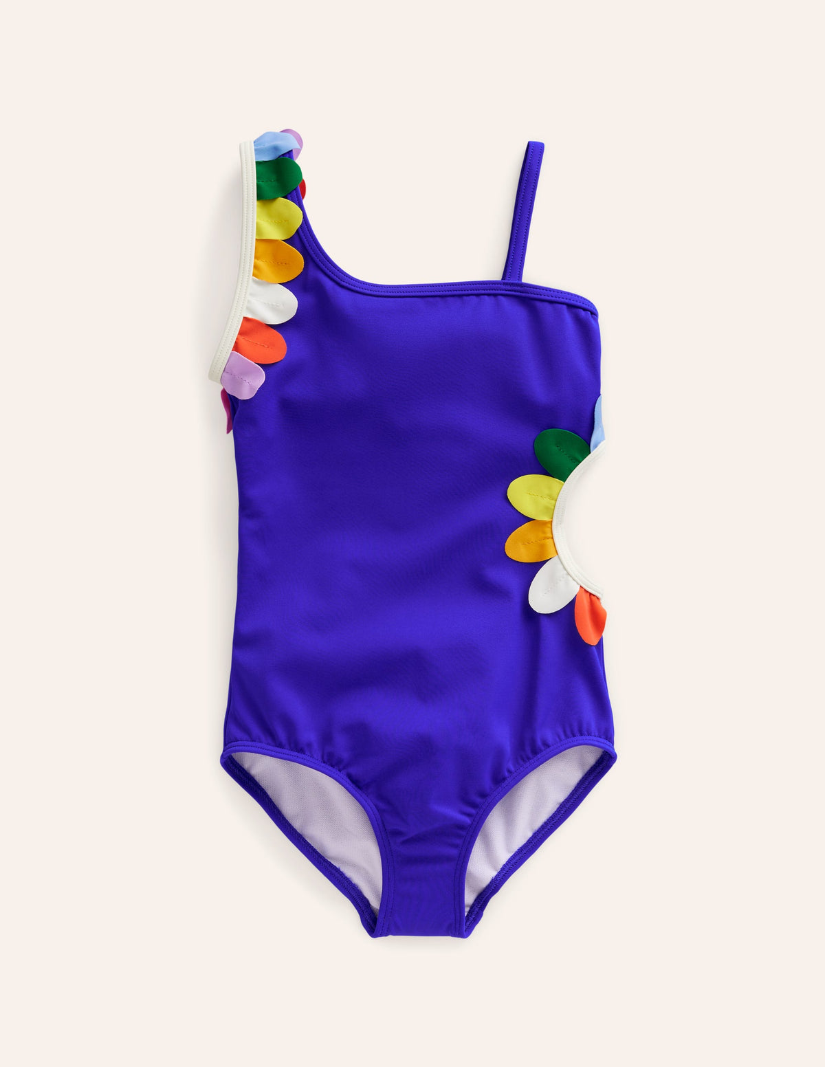 Badeanzug mit Blumen-Cut-outs-Tiefblau Bunt Gänseblümchen - Image 1