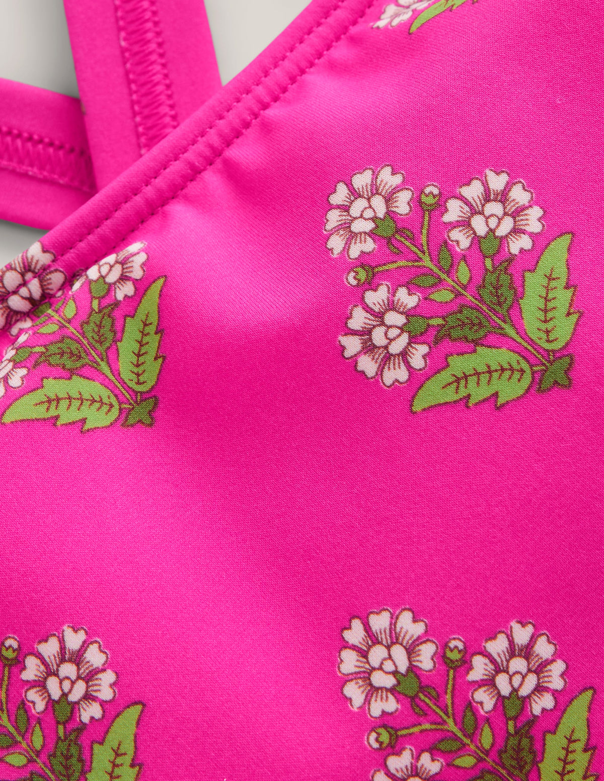 Haut de bikini à dos croisé-Petit motif xylographique rose-3