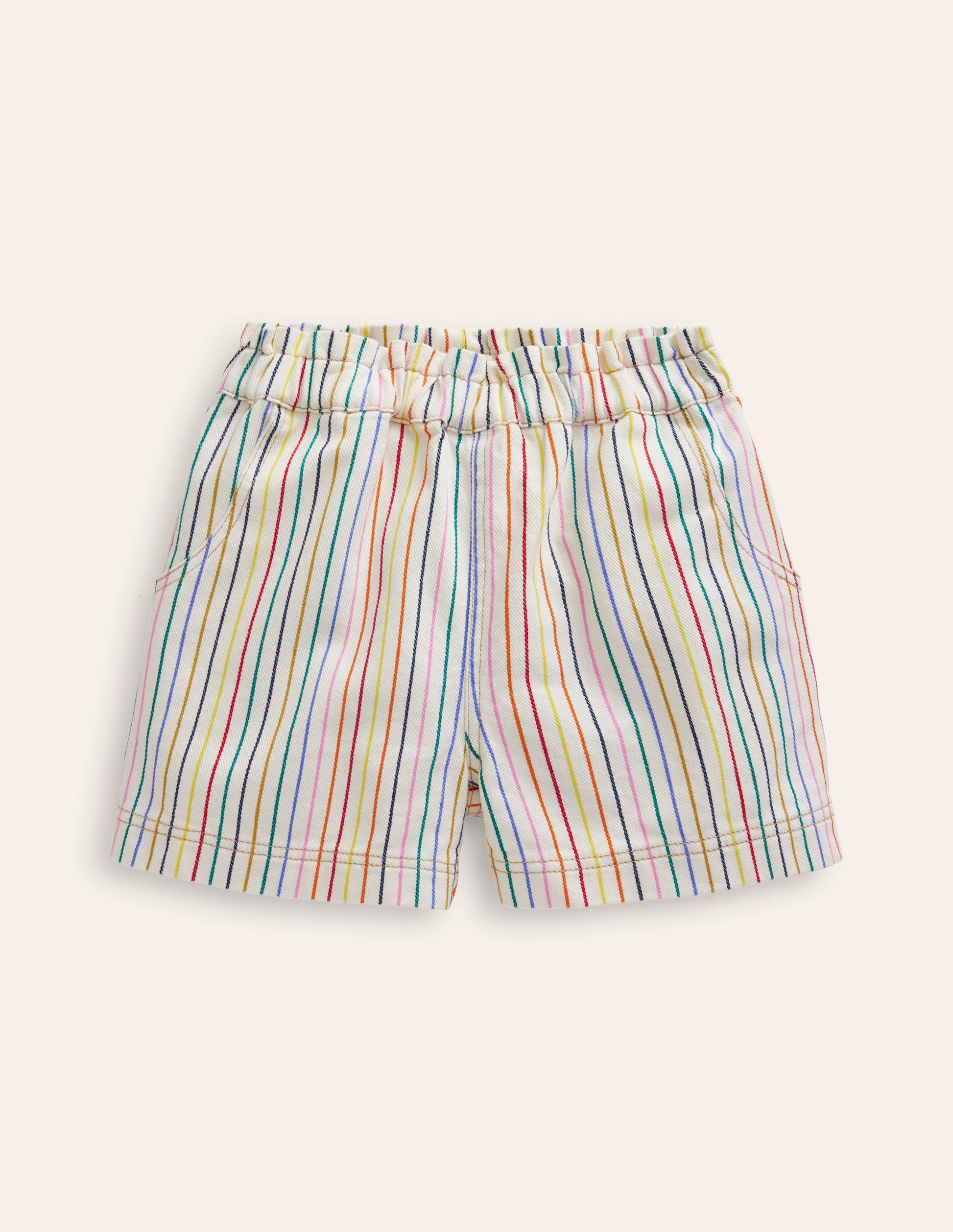 Pull-on Shorts-Ivory Multi Stripe-1