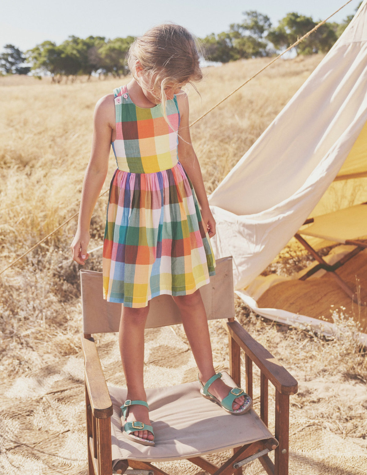 Kleid mit gekreuzten Rückenträgern-Leuchtende Neonfarben Bunt Vichykaro - Image 11
