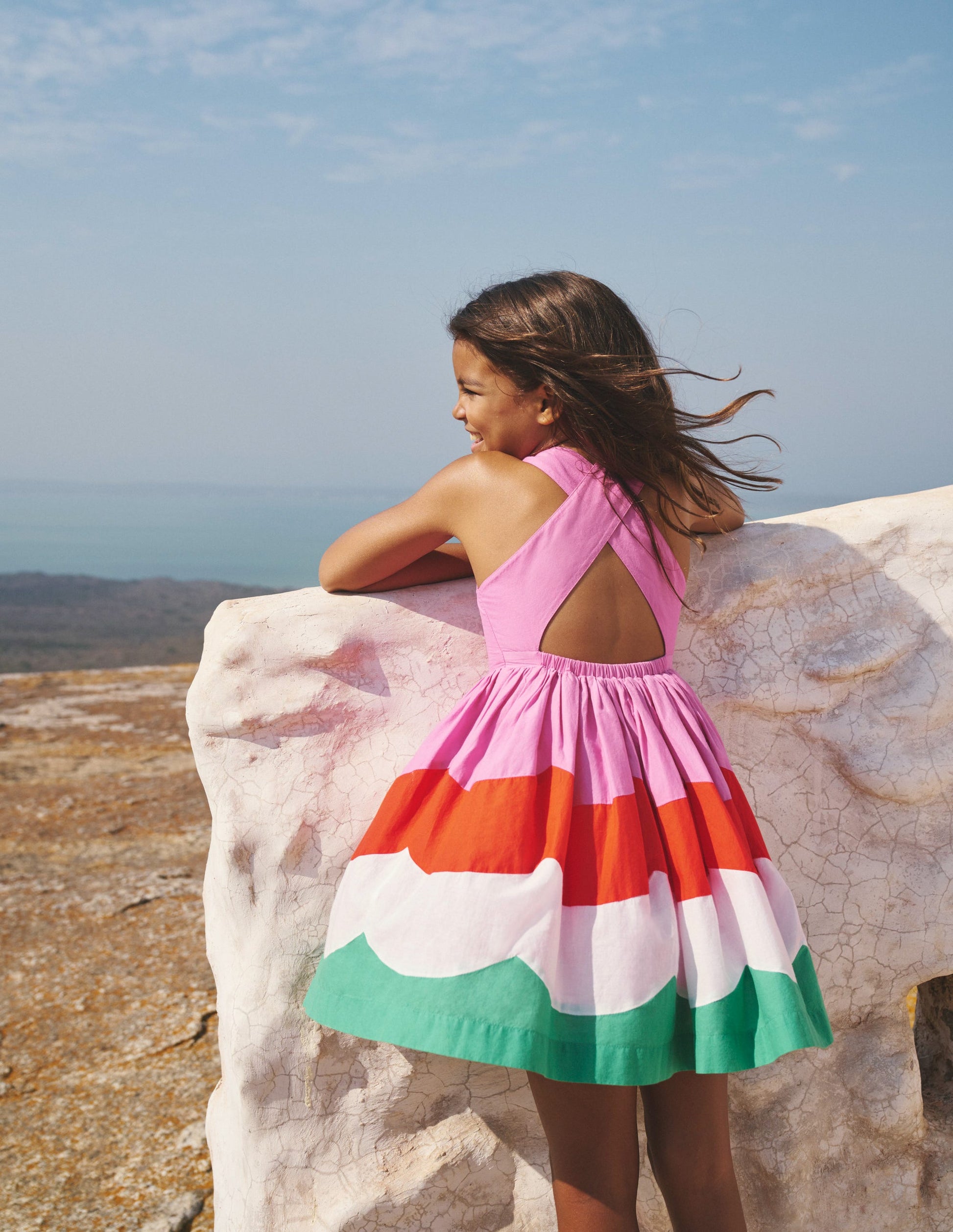 Robe à dos croisé-Colourblock feston-4