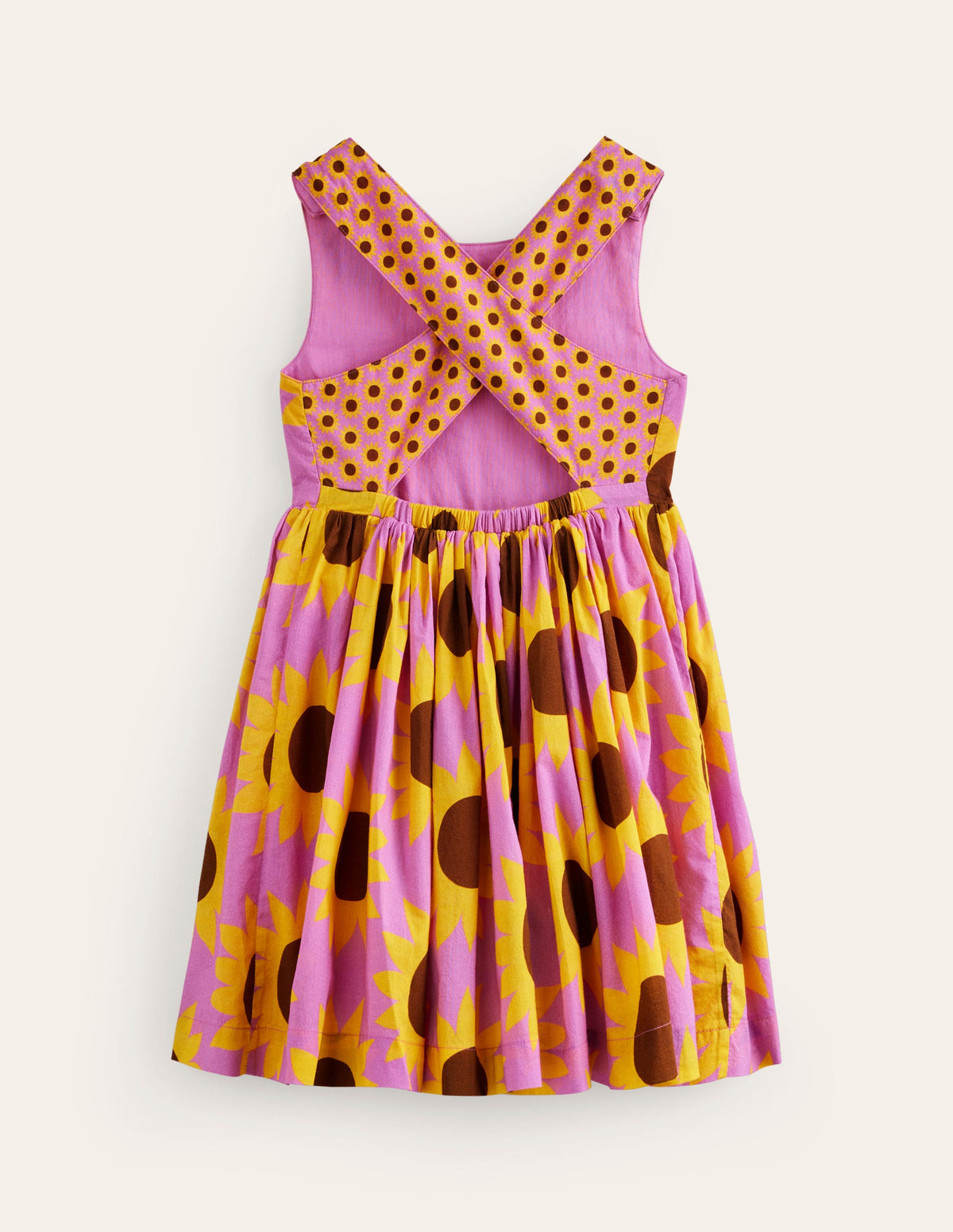 Kleid mit gekreuzten Rückenträgern-Rosa Sonnenblume Geo-2