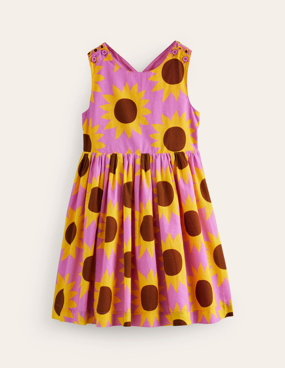 Kleid mit gekreuzten Rückenträgern-Rosa Sonnenblume Geo - Image 1