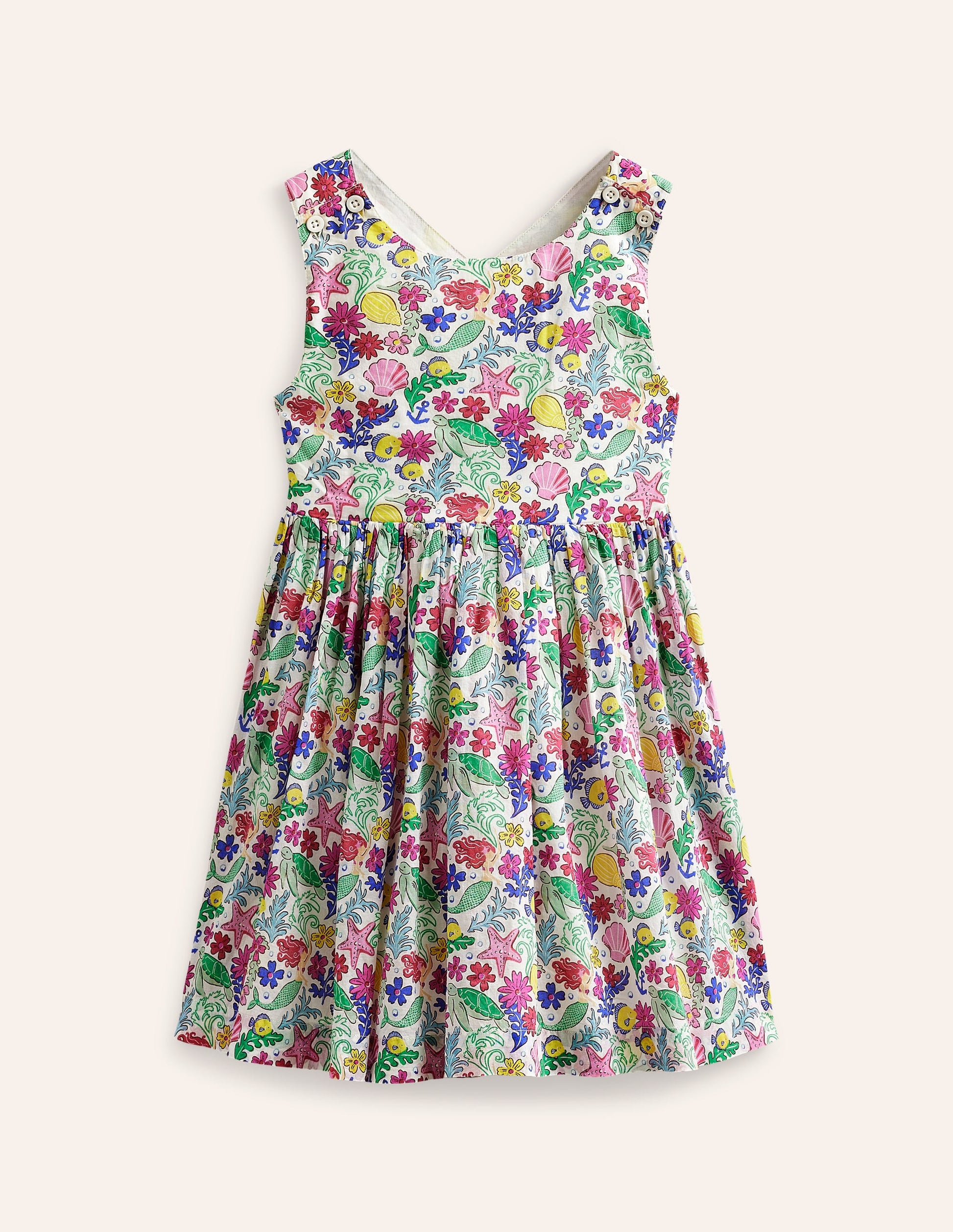 Cross-Back Dress-Multi Mermaid Ditsy-1