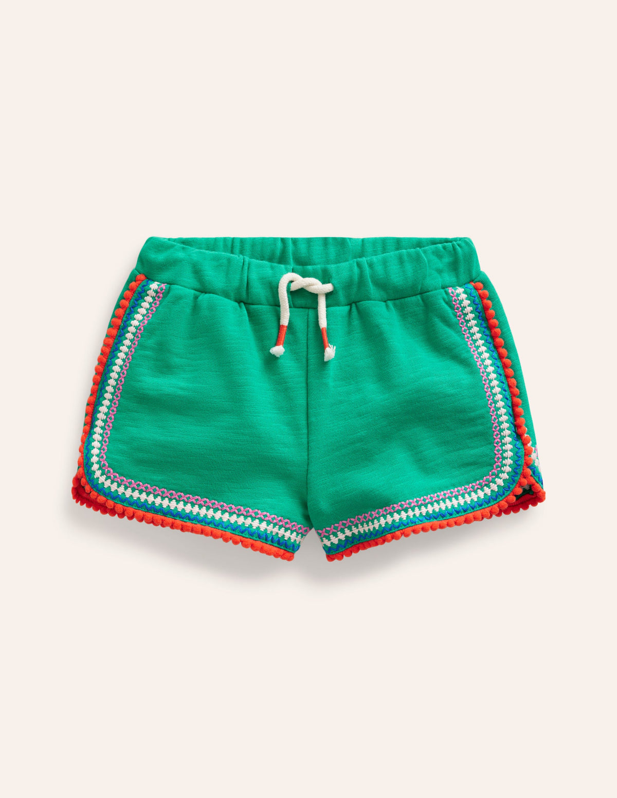 Jersey-Shorts mit Bommelbesatz-Jadegrün-1