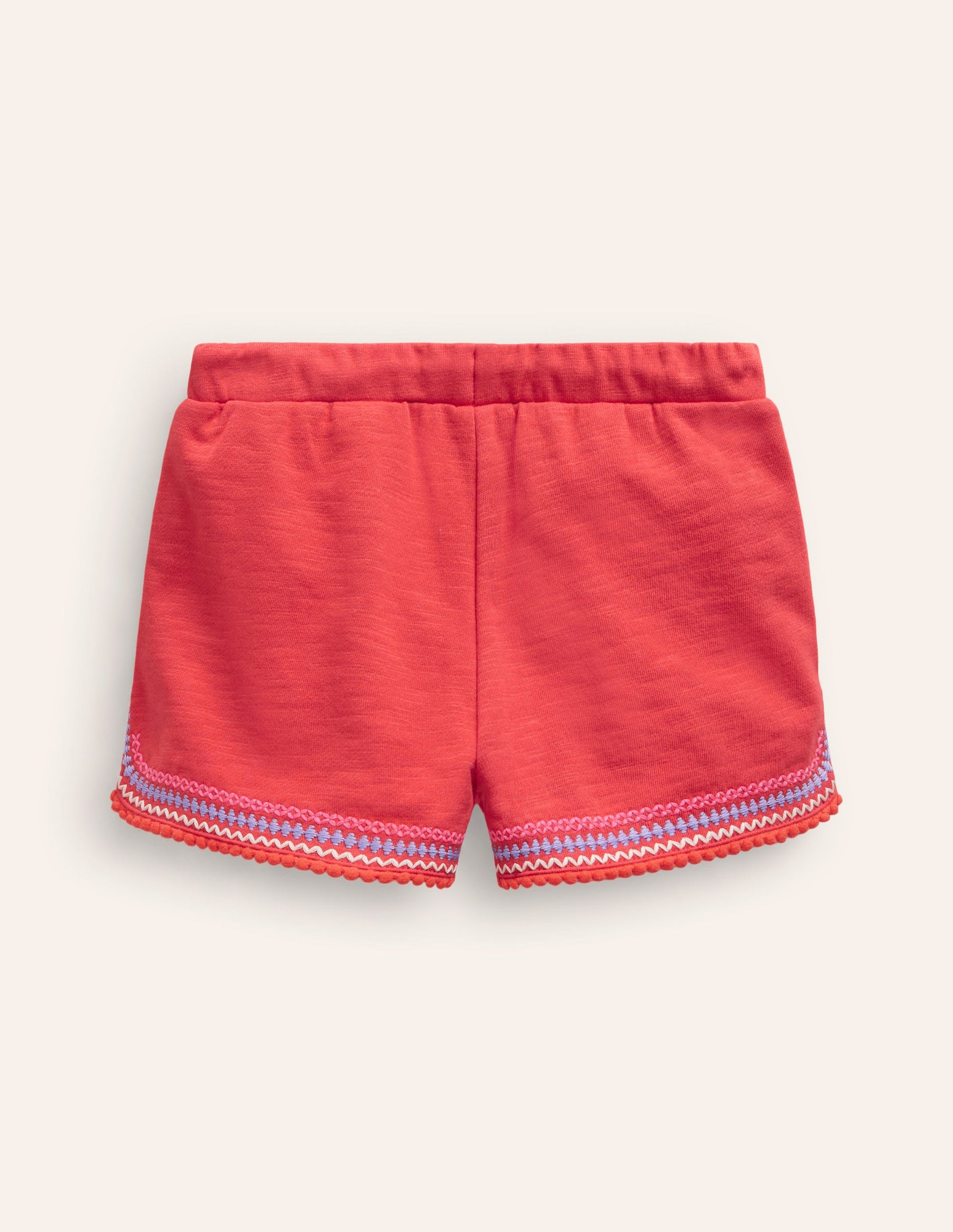 Jersey-Shorts mit Bommelbesatz-Marmeladenrot-2