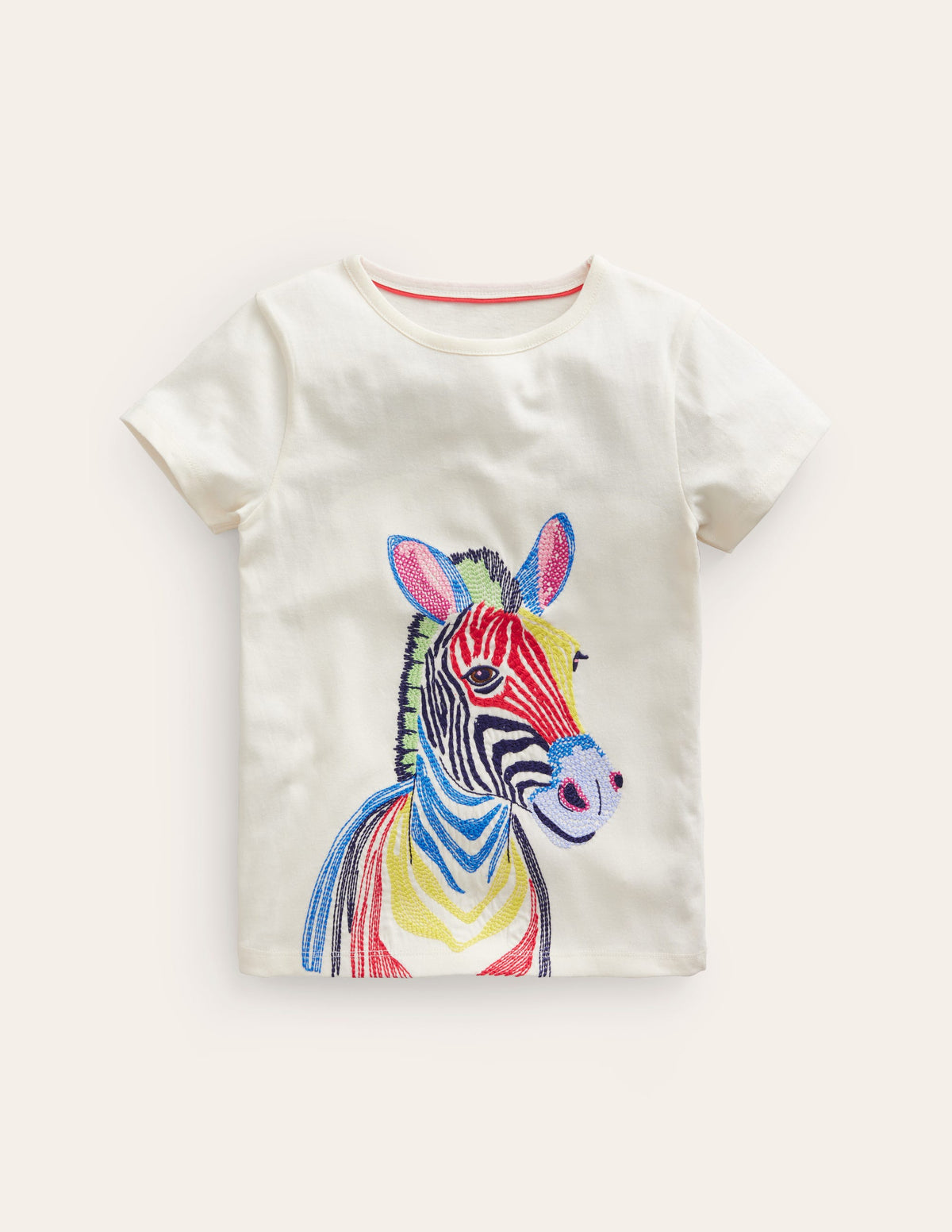 T-Shirt mit Superstitch-Logo-Naturweiß Bunt Zebra-1