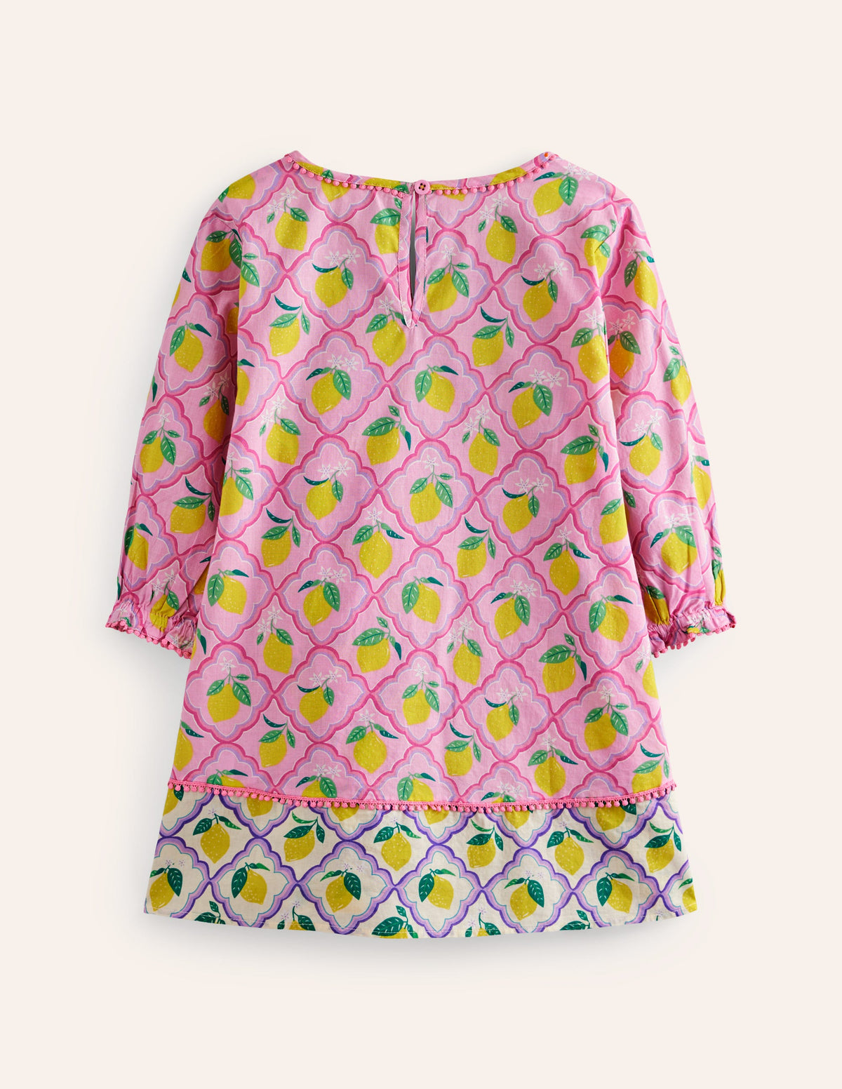 Langärmliger Kaftan mit Muster-Rosa Zitronenhain - Image 2