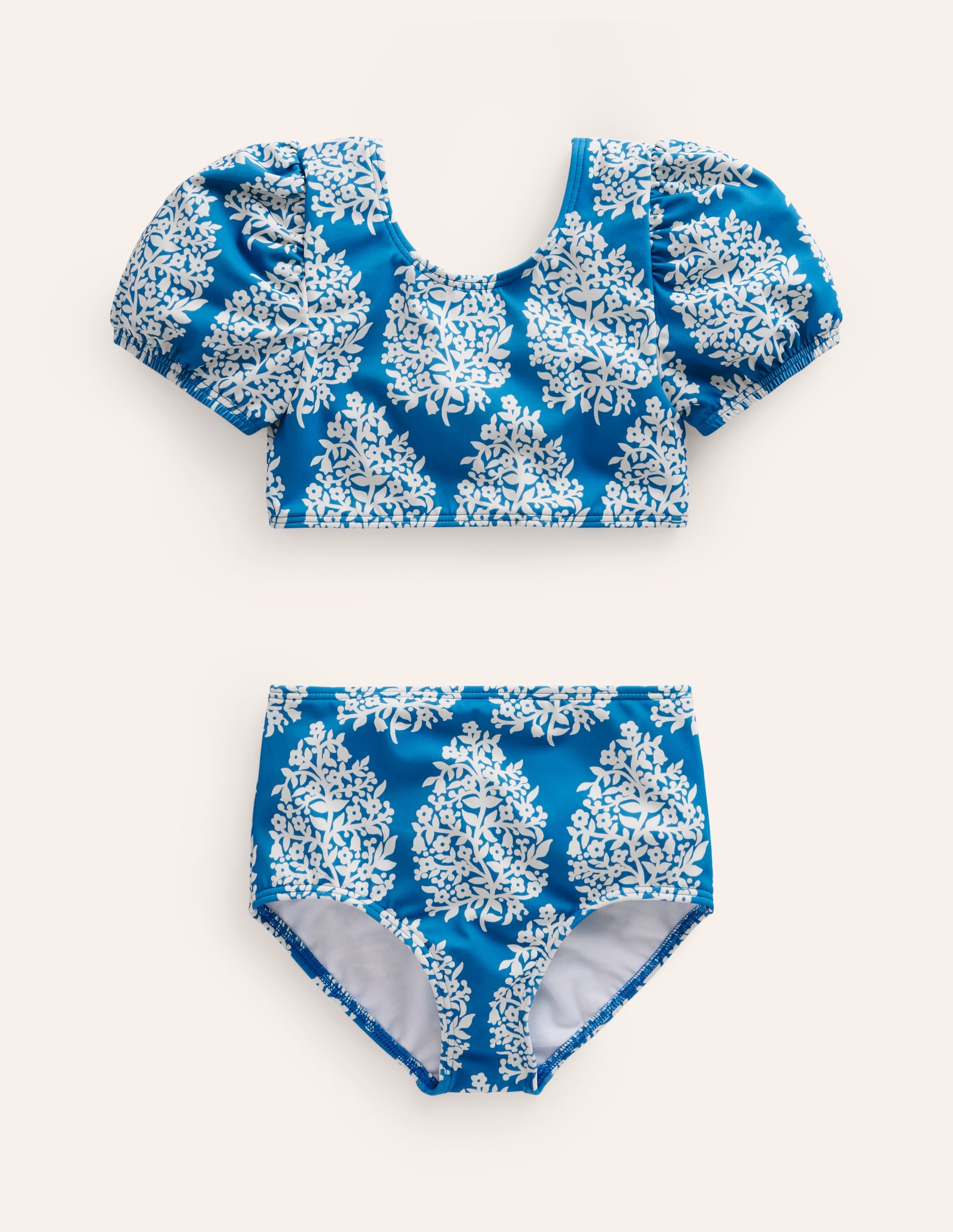 Bikini mit Puffärmeln-Cabana-Blau Kleines Blumenmuster - Image 4