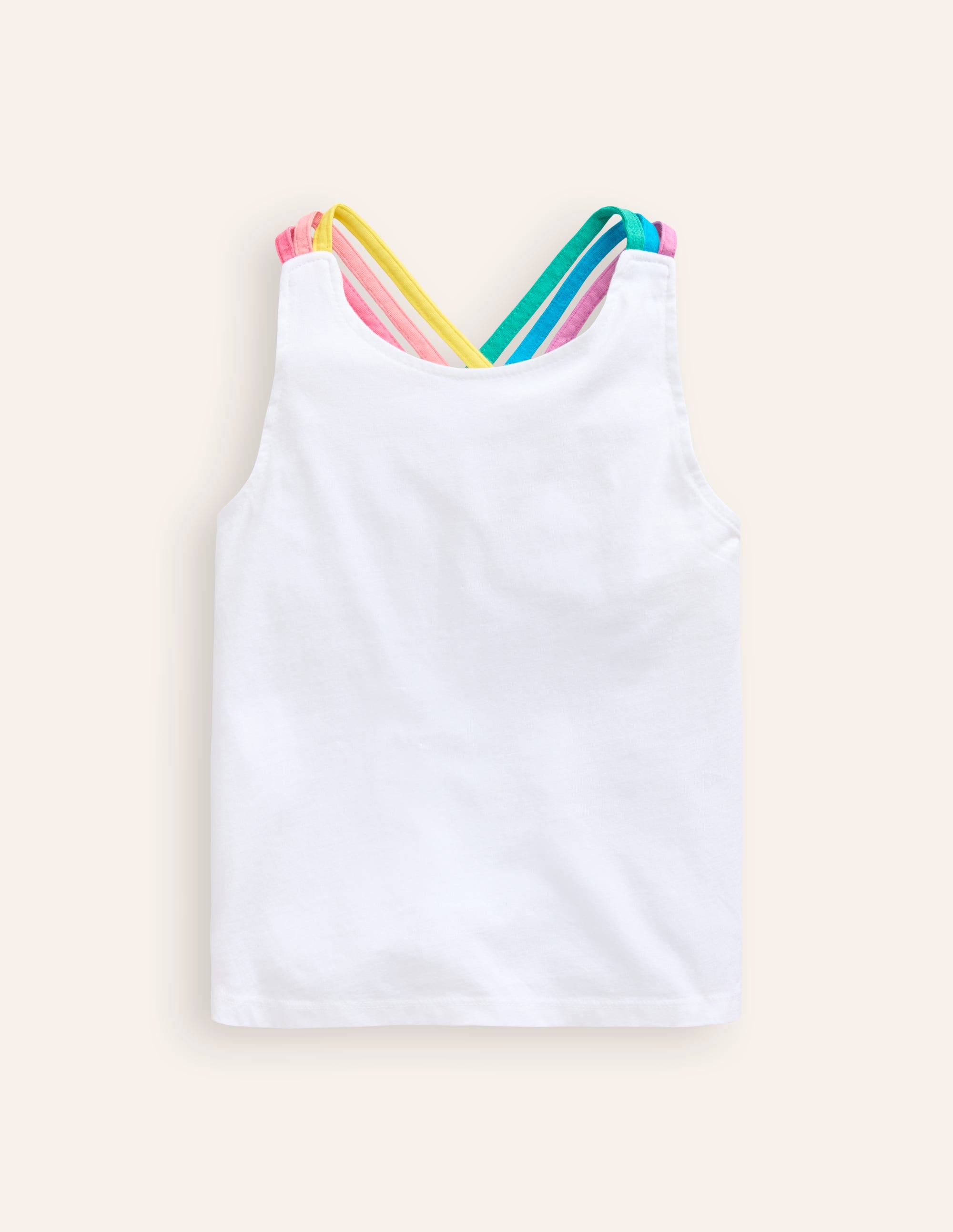 Top mit gekreuzten Trägern in Regenbogenfarben-Weiß - Image 1