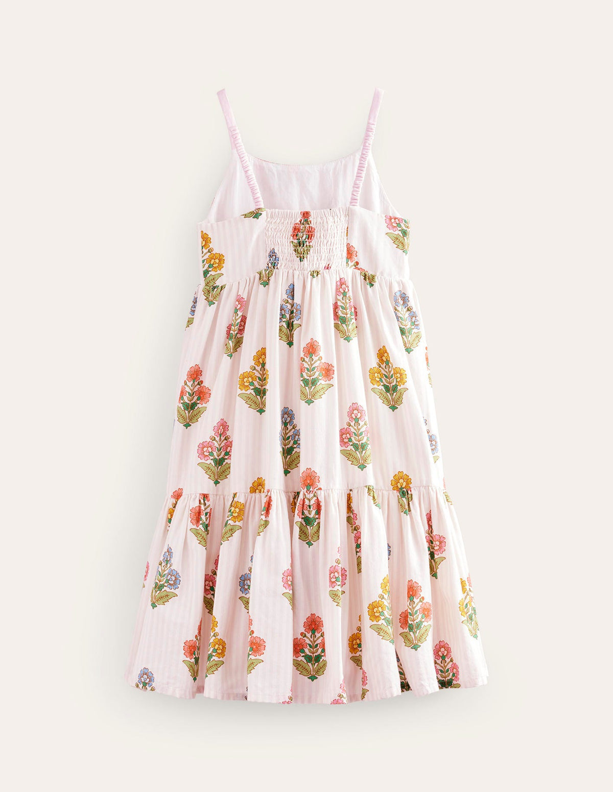 Gestuftes Sommerkleid zum Herumwirbeln-Rosa Holzblock Blumenmuster-5