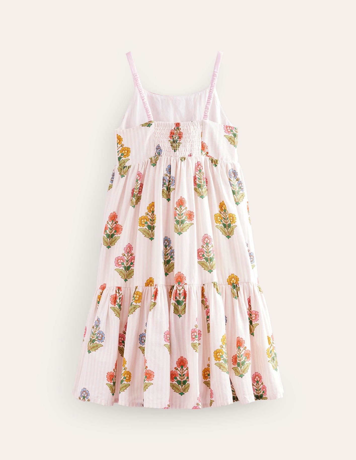 Gestuftes Sommerkleid zum Herumwirbeln-Rosa Holzblock Blumenmuster - Image 5
