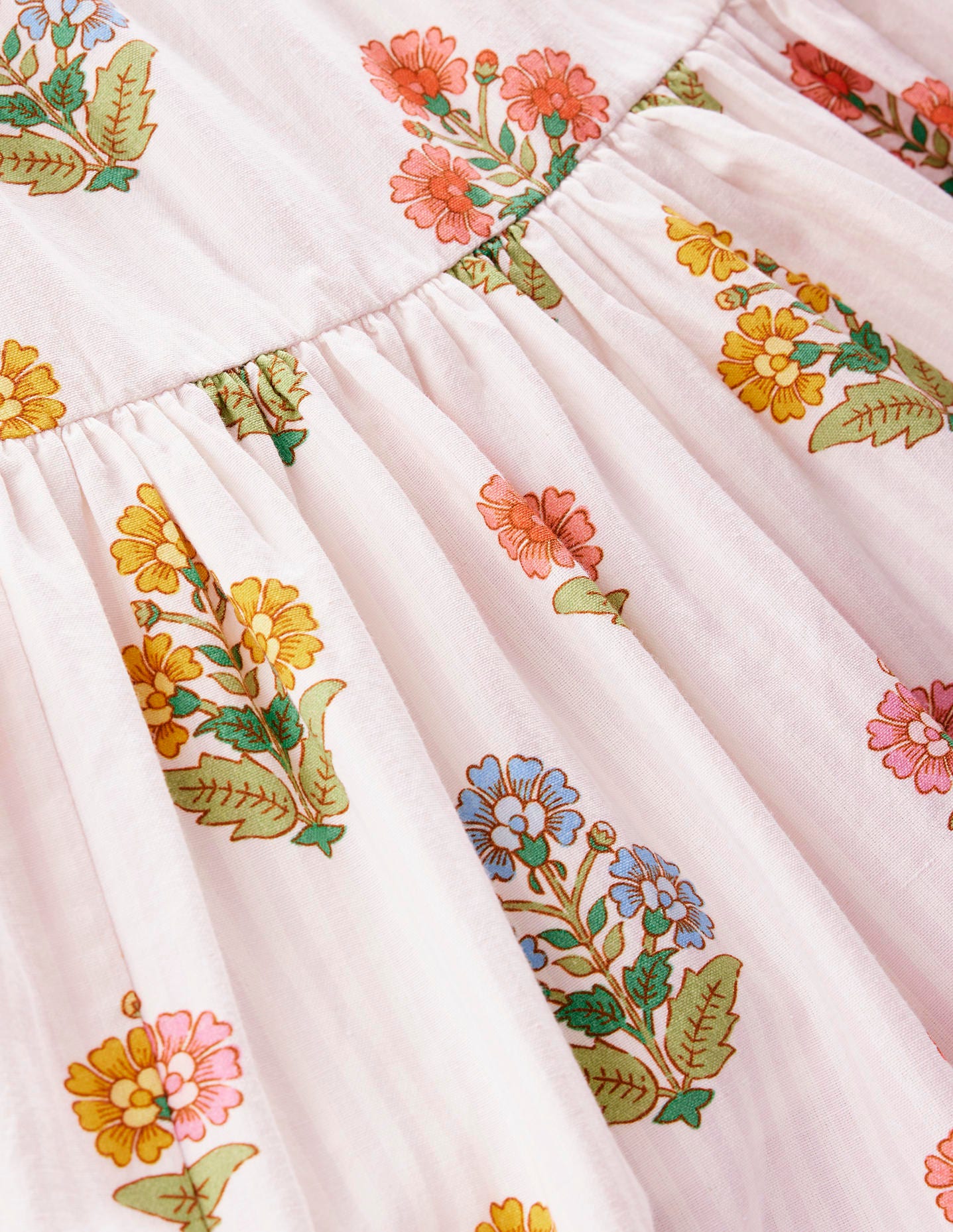 Gestuftes Sommerkleid zum Herumwirbeln-Rosa Holzblock Blumenmuster - Image 6