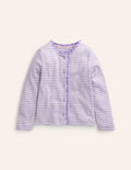 Pointelle-Strickjacke-Naturweiß/Lavendel Streifen