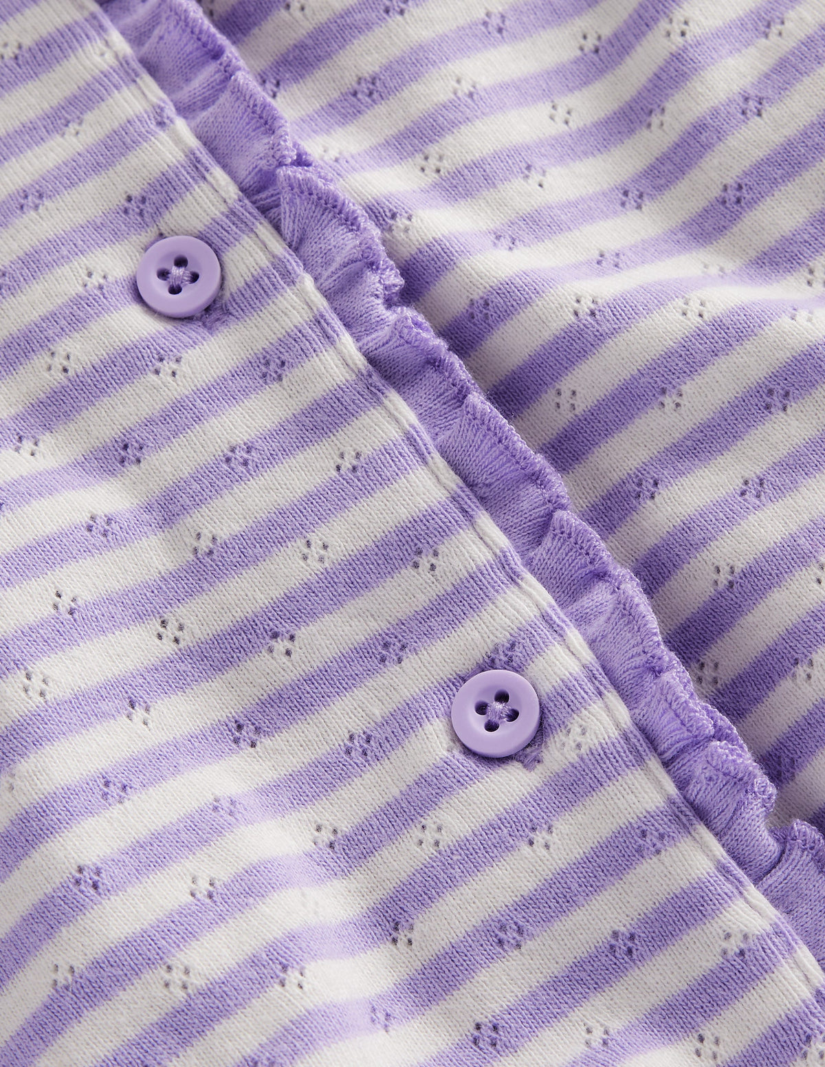 Pointelle-Strickjacke-Naturweiß/Lavendel Streifen - Image 3