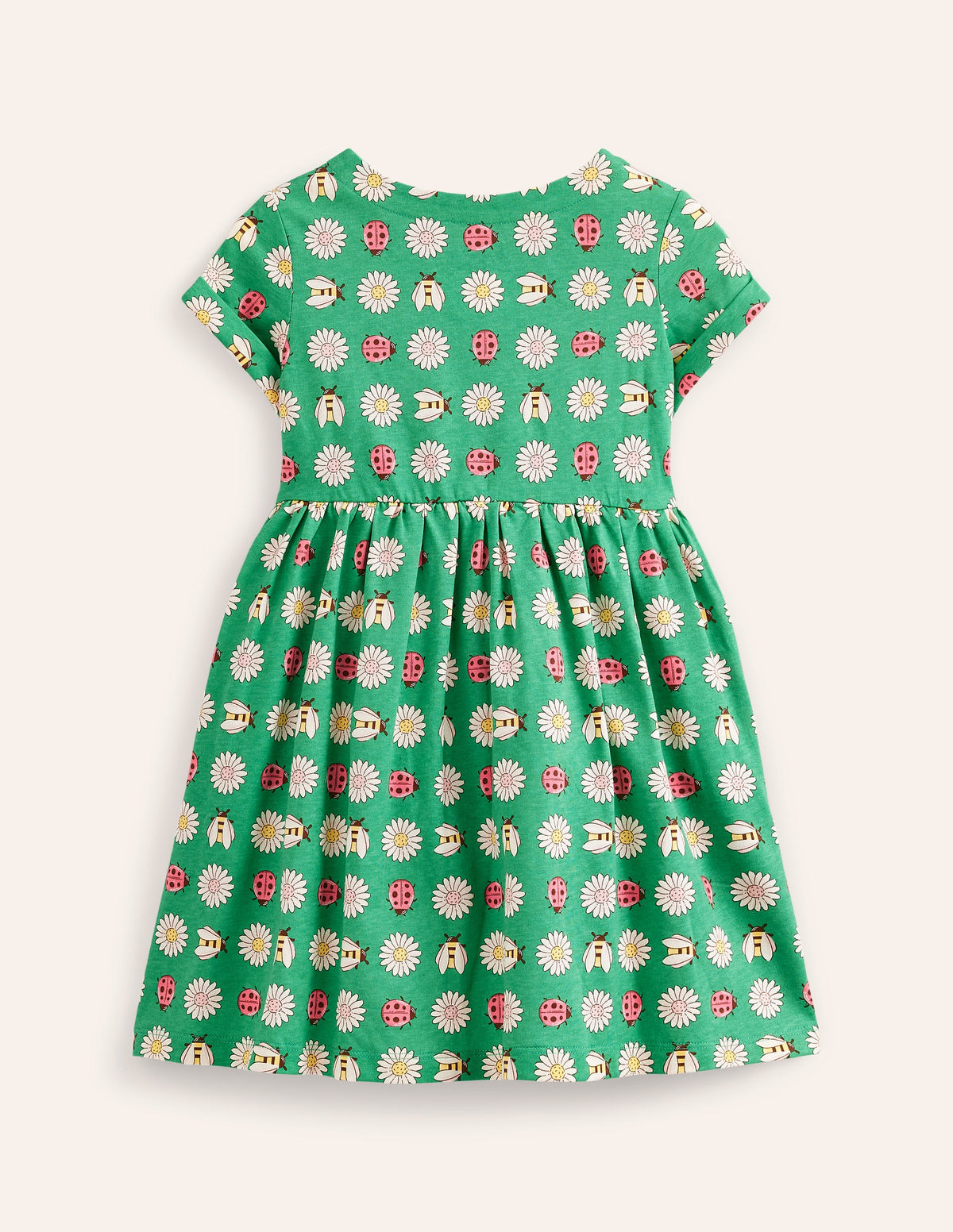 Lustiges Jerseykleid mit kurzen Ärmeln-Erbsengrün Gänseblümchen Käfer - Image 2