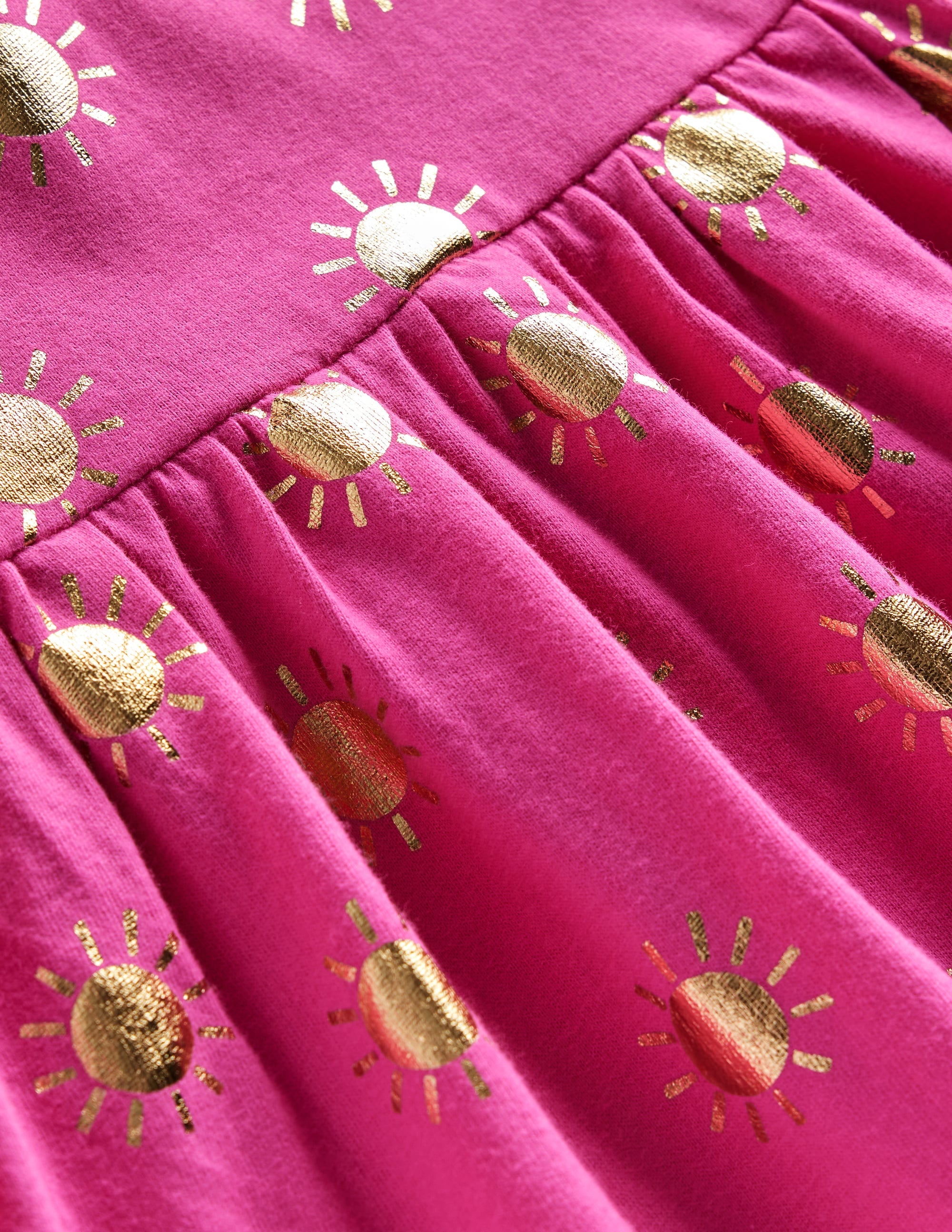 Robe fun à manches courtes en jersey-Rose bonheur/soleils dorés - Image 3