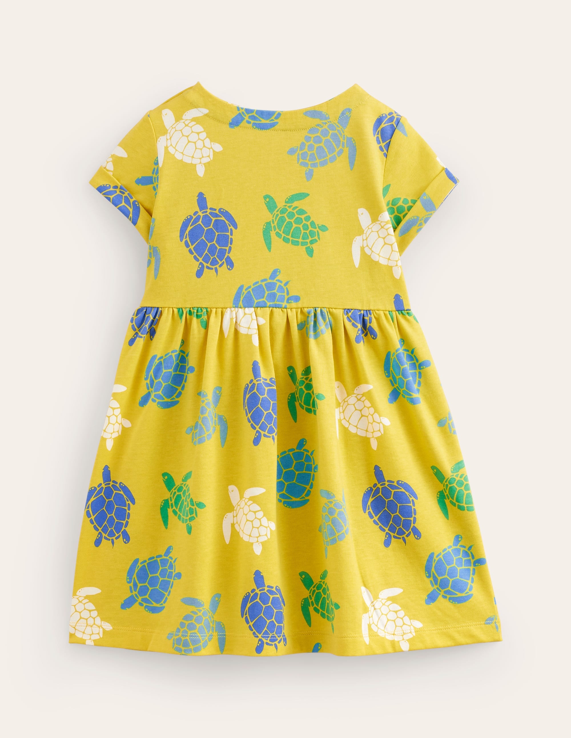 Lustiges Jerseykleid mit kurzen Ärmeln-Zitronenzestengelb Schildkröten - Image 2