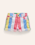 Jeansshorts-Bunt Regenbogen-Streifen