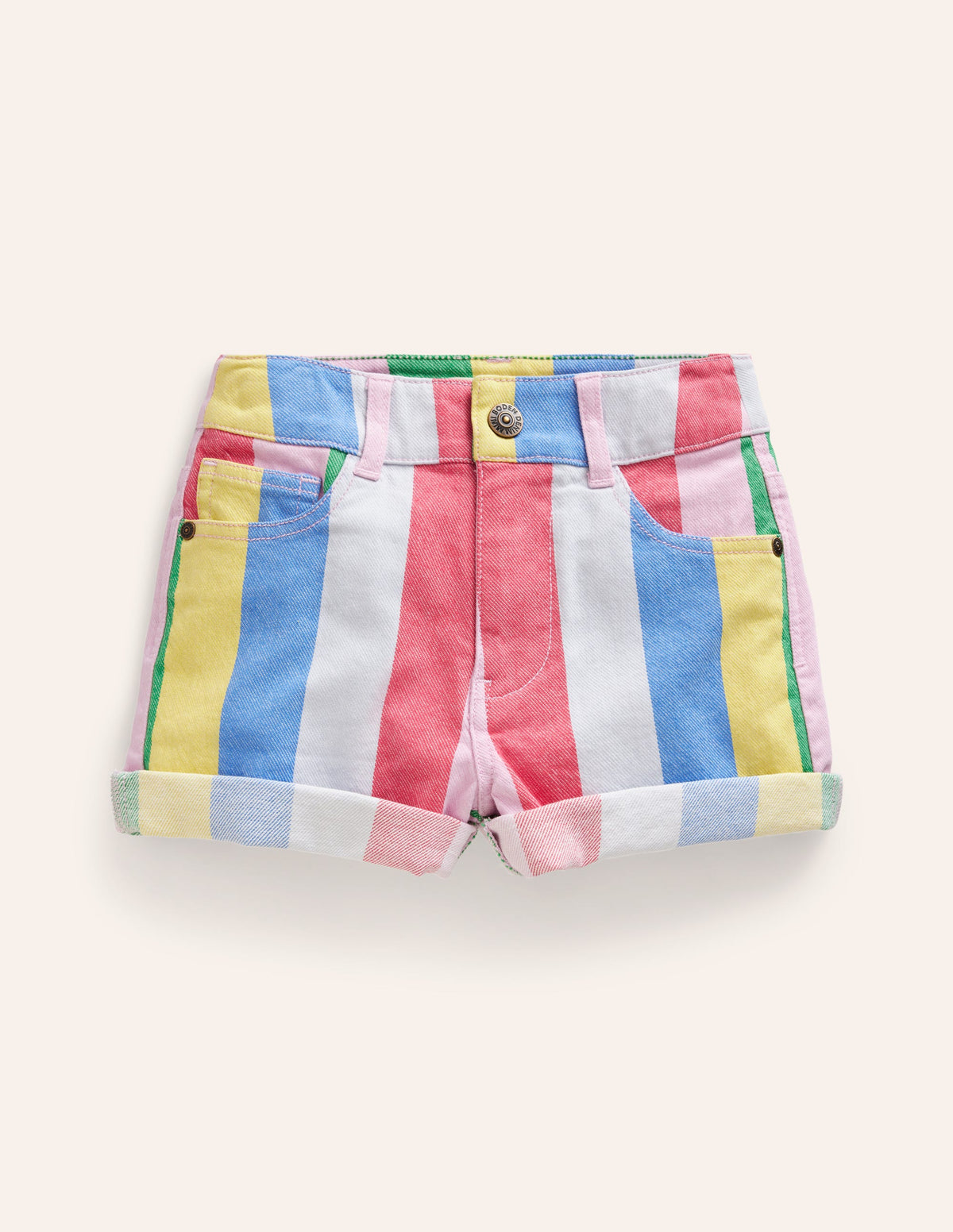 Jeansshorts-Bunt Regenbogen-Streifen-1
