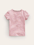 Short-sleeved Pointelle Top-French Pink Star Spot