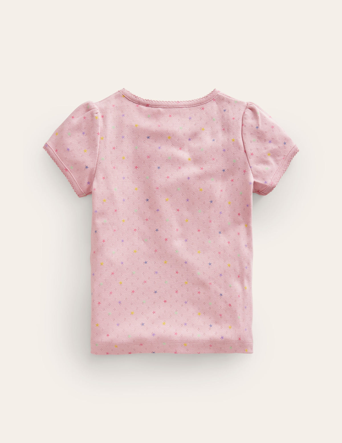 Short-sleeved Pointelle Top-French Pink Star Spot - Image 2