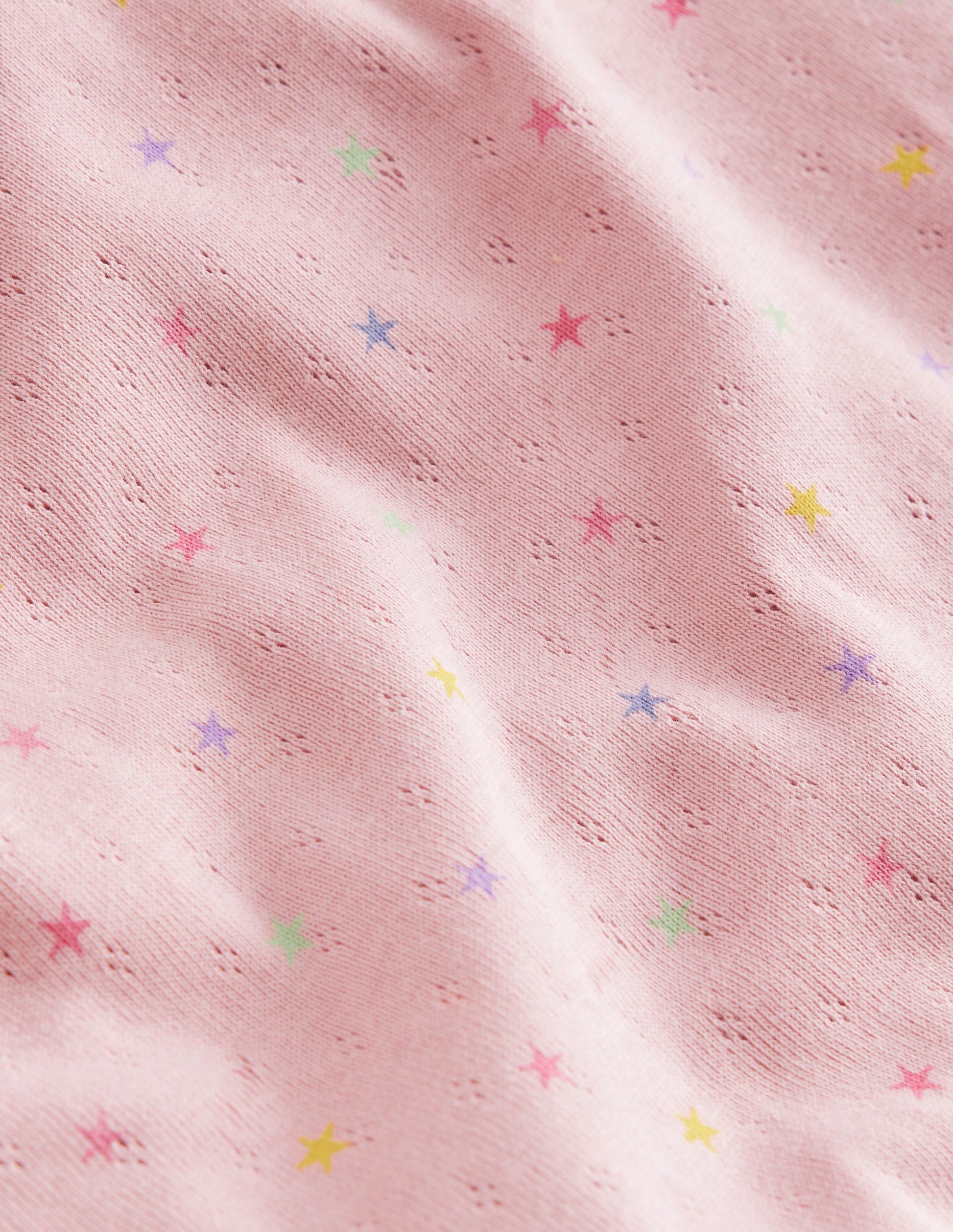 Short-sleeved Pointelle Top-French Pink Star Spot-3