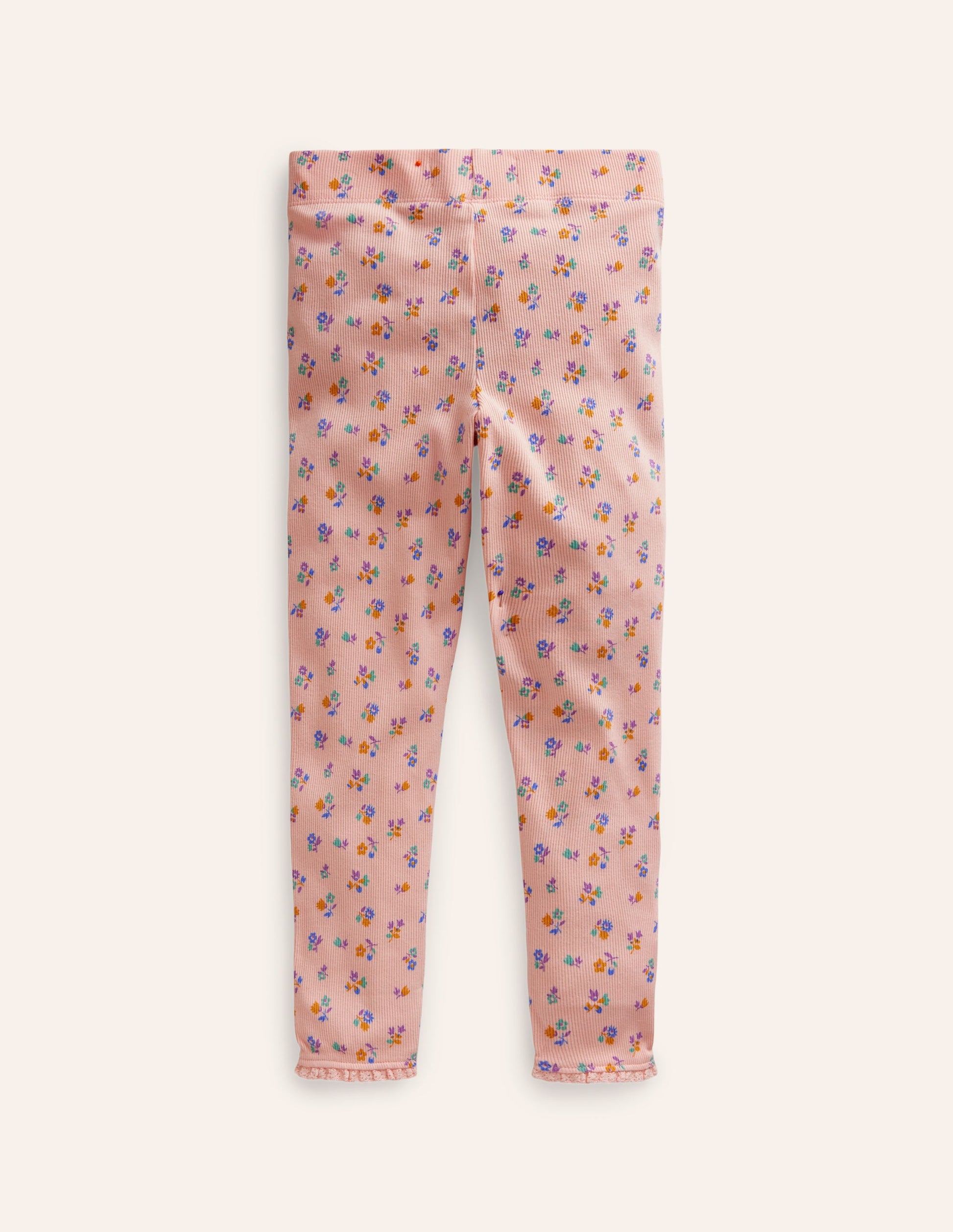 Leggings aus Rippstrick mit Spitzenbesatz-Provence Altrosa Floral-2